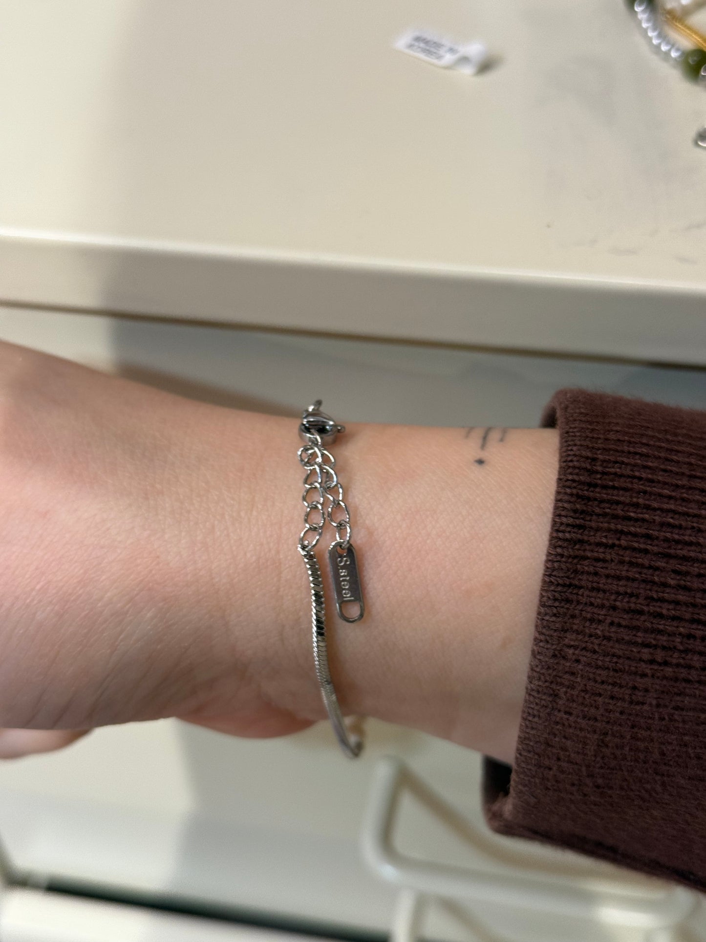 Stainless steel triple pearl bracelet