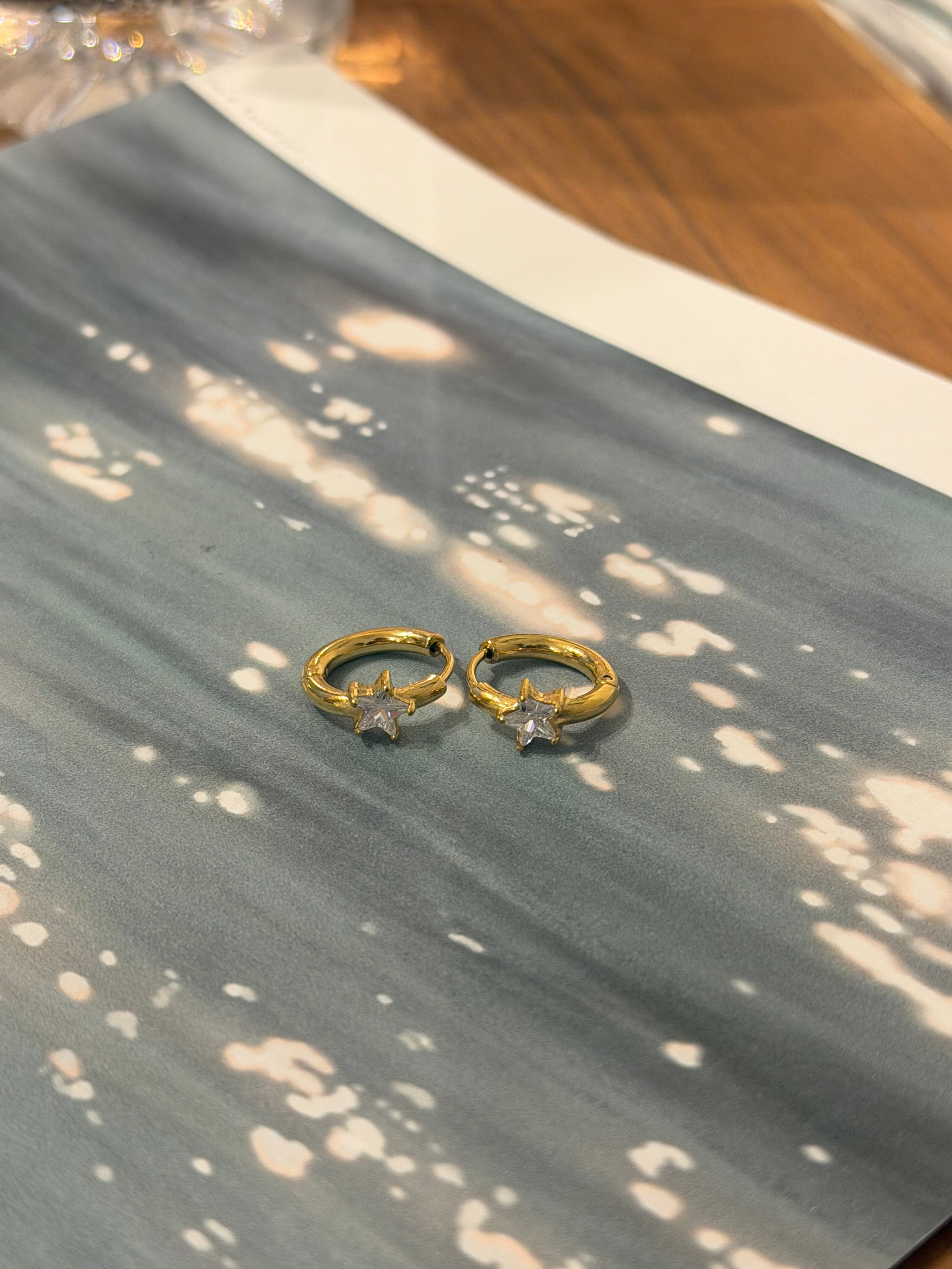 Star hoop stainless steel earrings