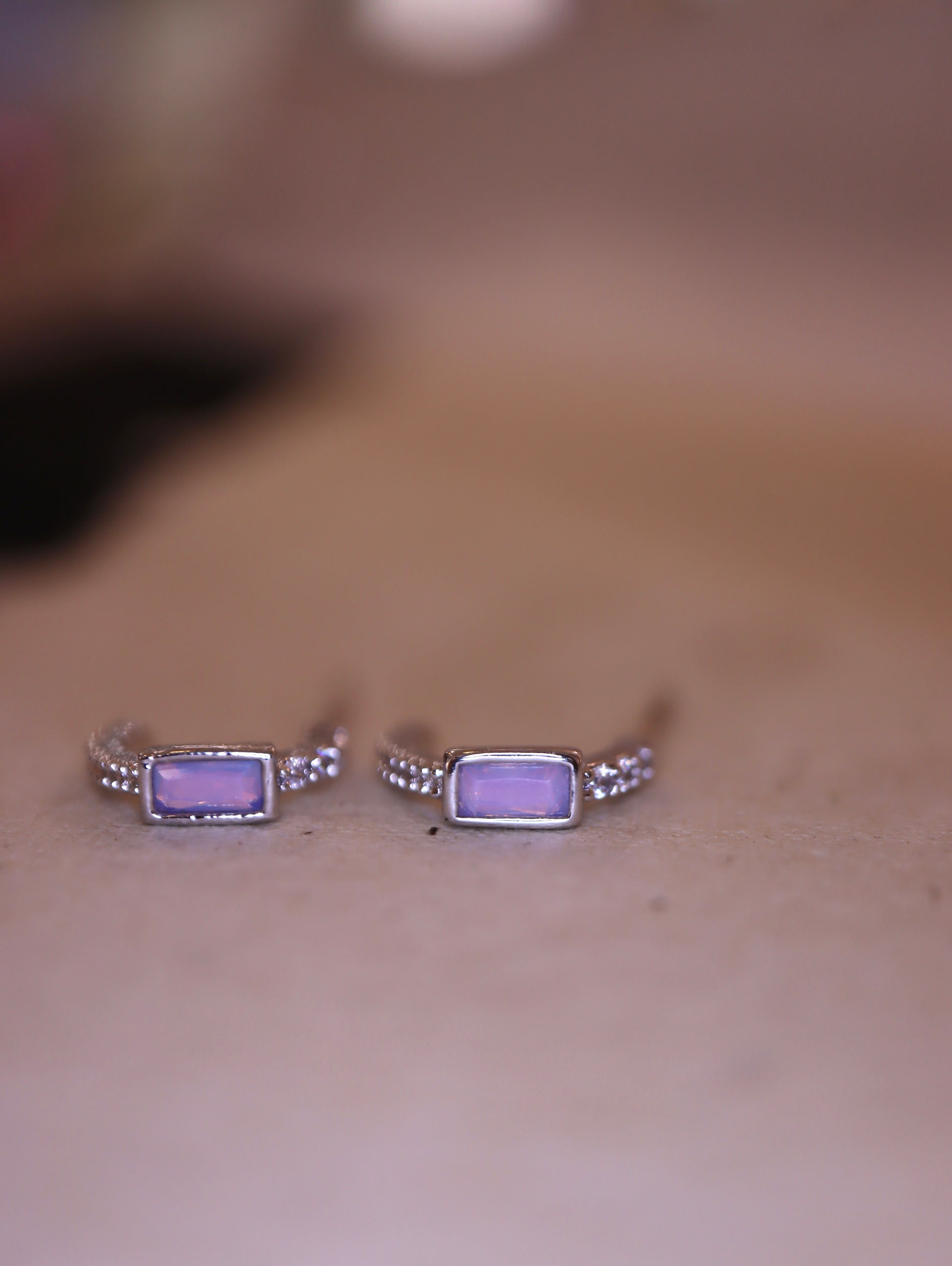 Mini rectangular cz earrings (pair)