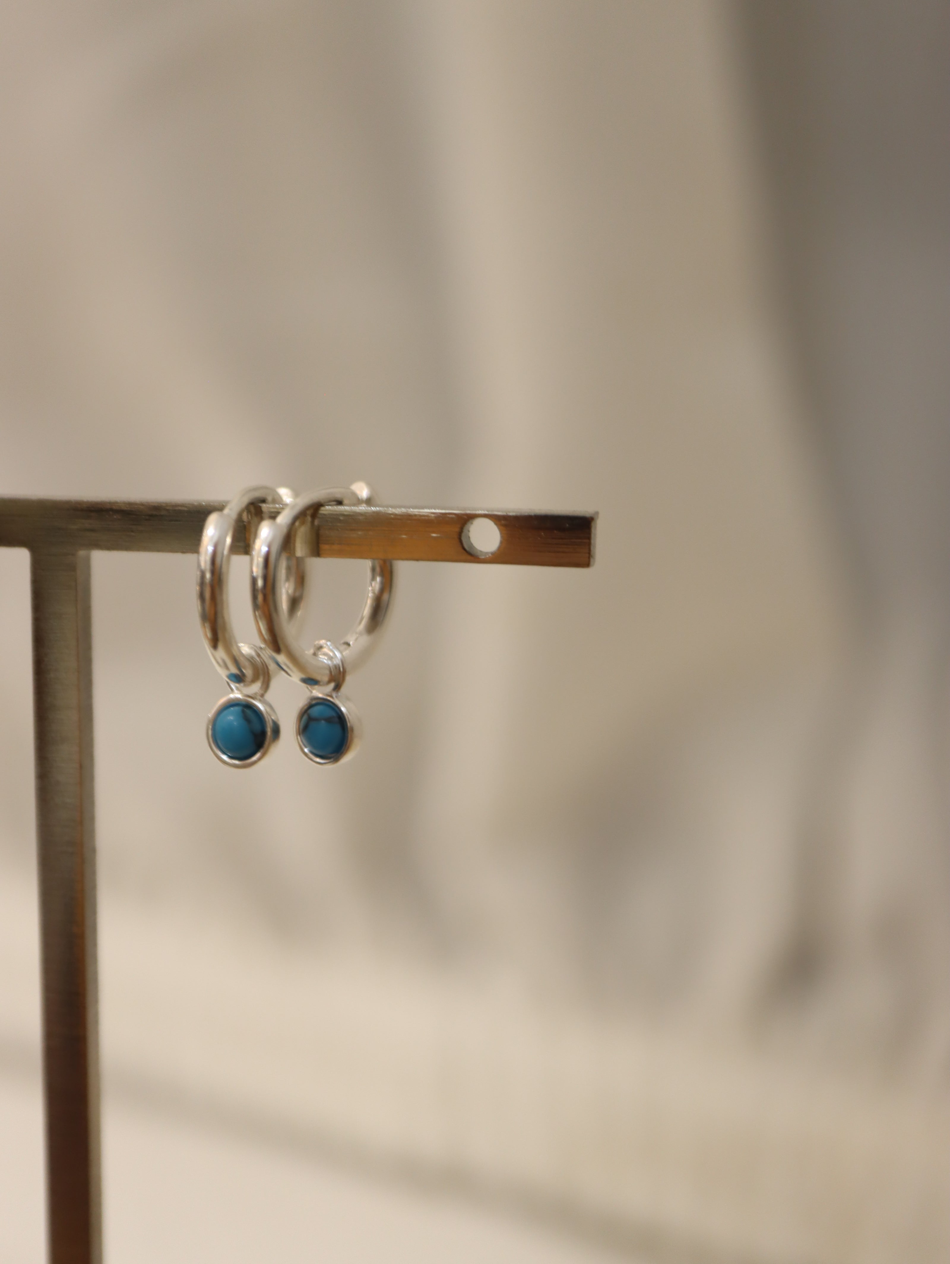 Sky Blue Orbit Huggies 925 silver earrings