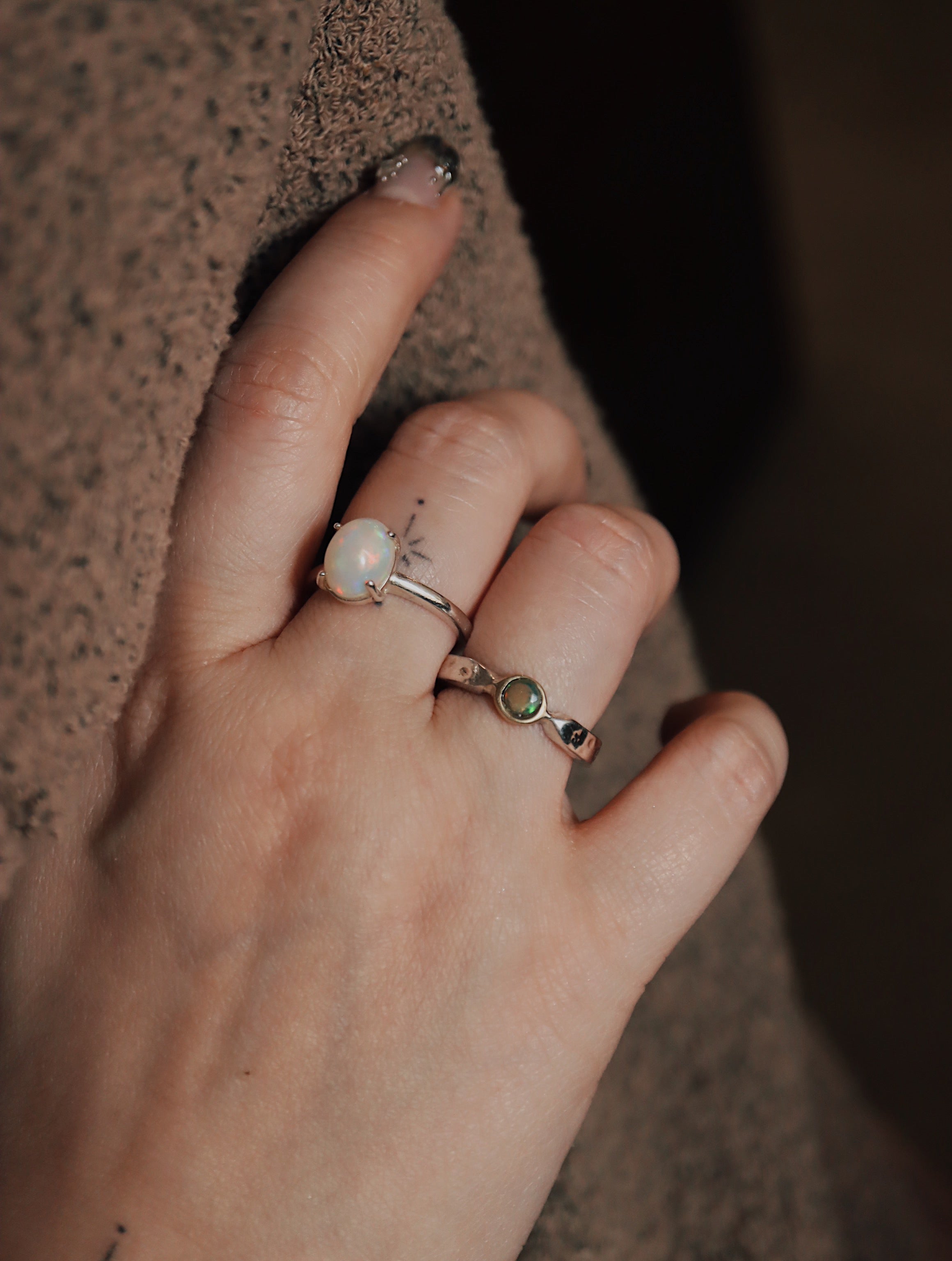 Opal Sterling Silver mix tone ring