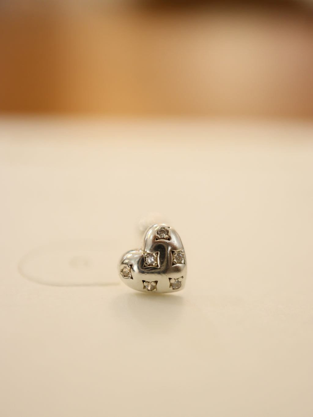 Stud cz heart s925 piercing
