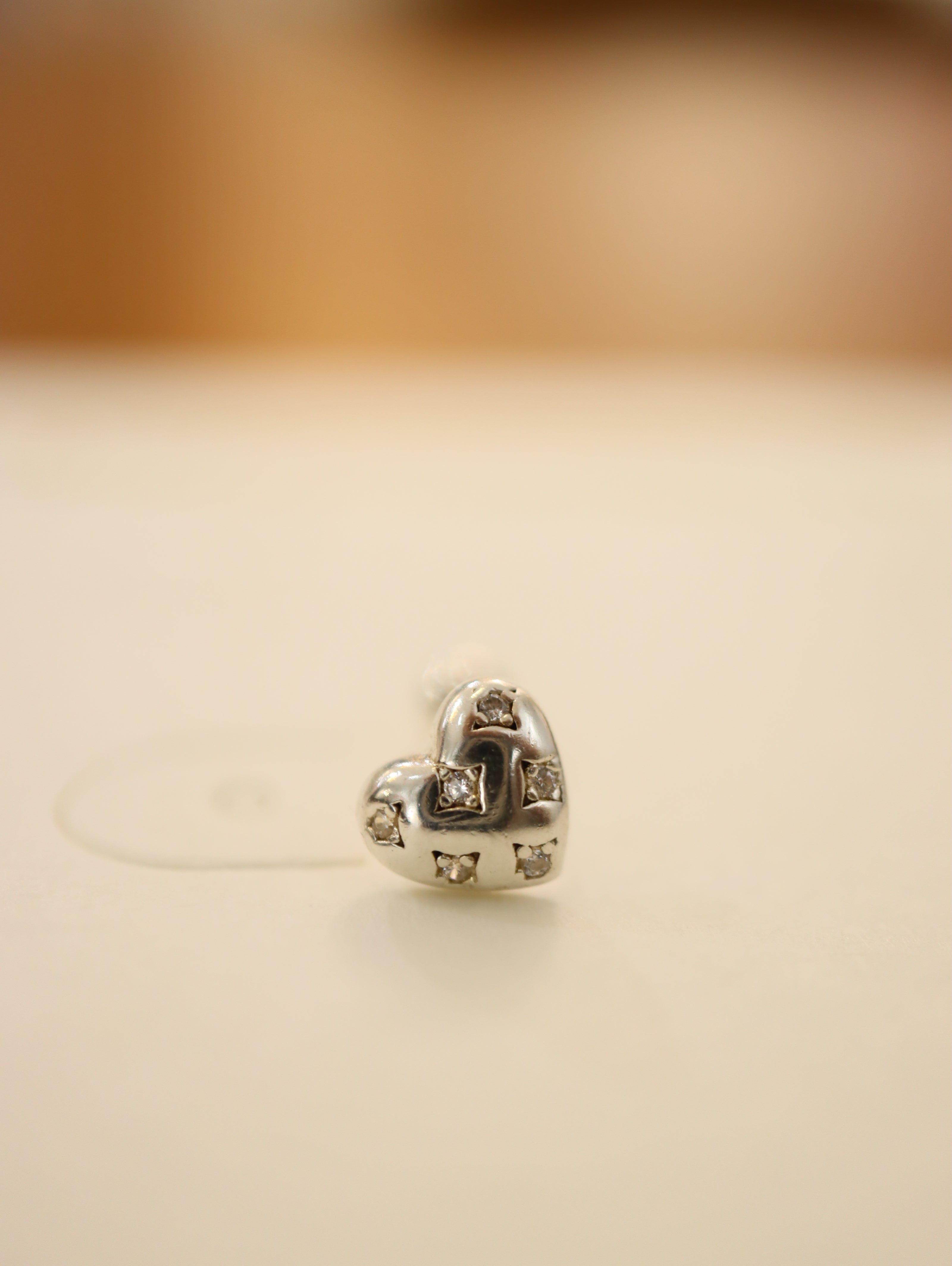 Stud cz heart Silver 925 piercing
