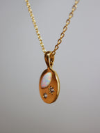 Oval shape opal and cz necklace