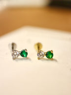 Double cz 925 silver flat back piercing (1pc)