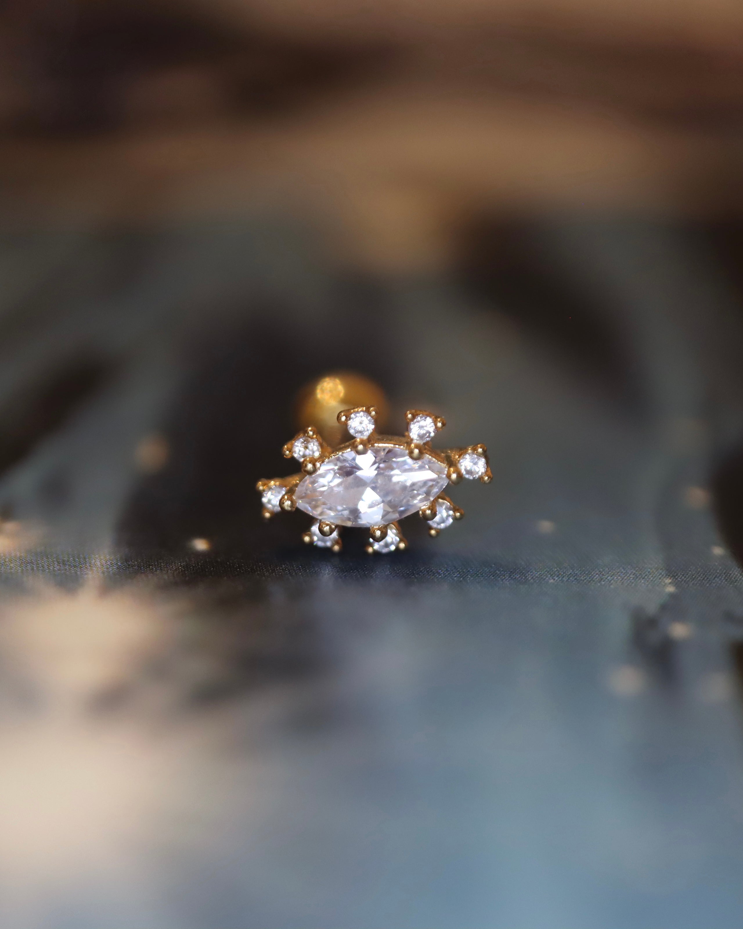 Marquise Halo Stud Surgical Steel Piercing (1pc)
