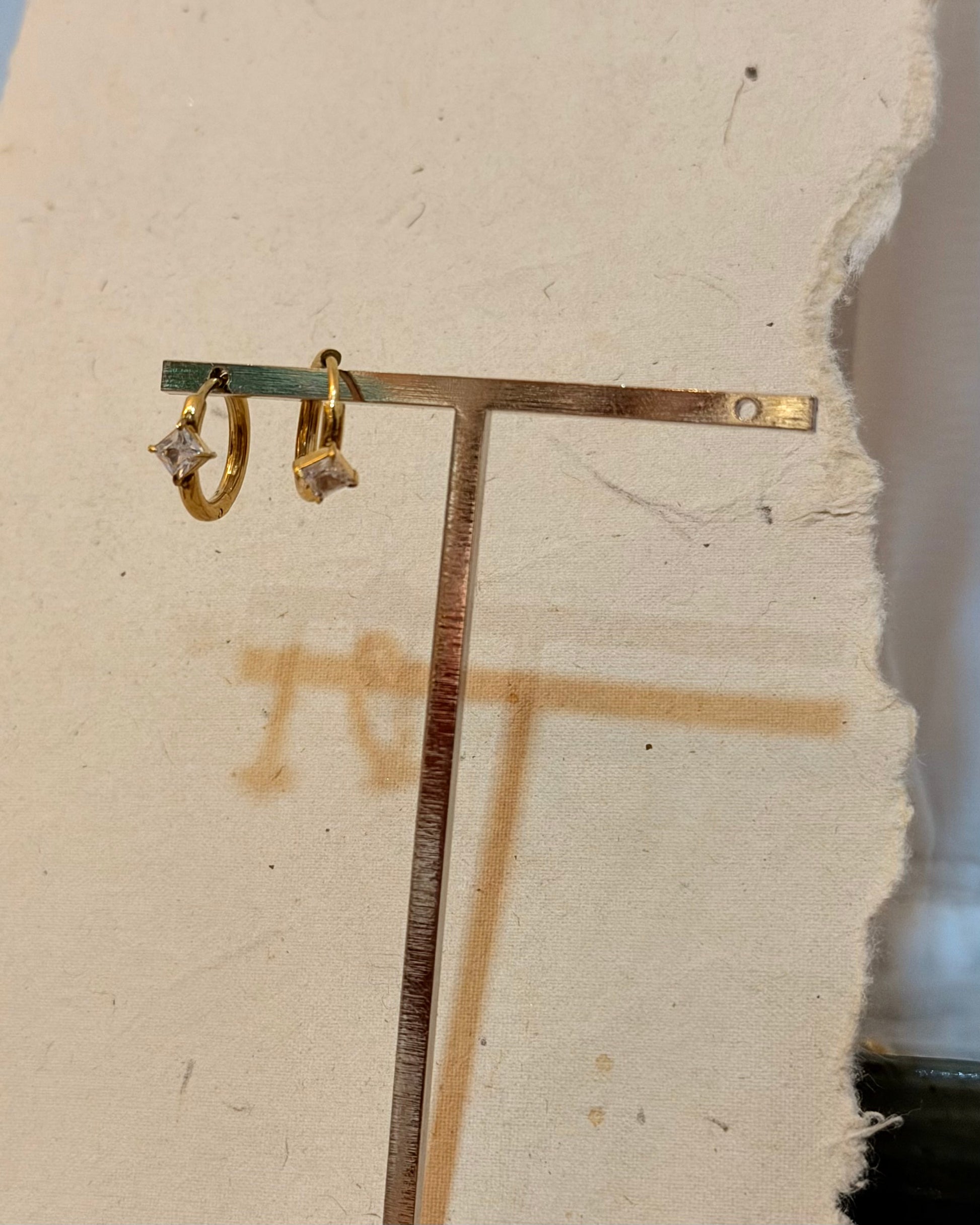 Cz hinged hoop stainless steel earrings