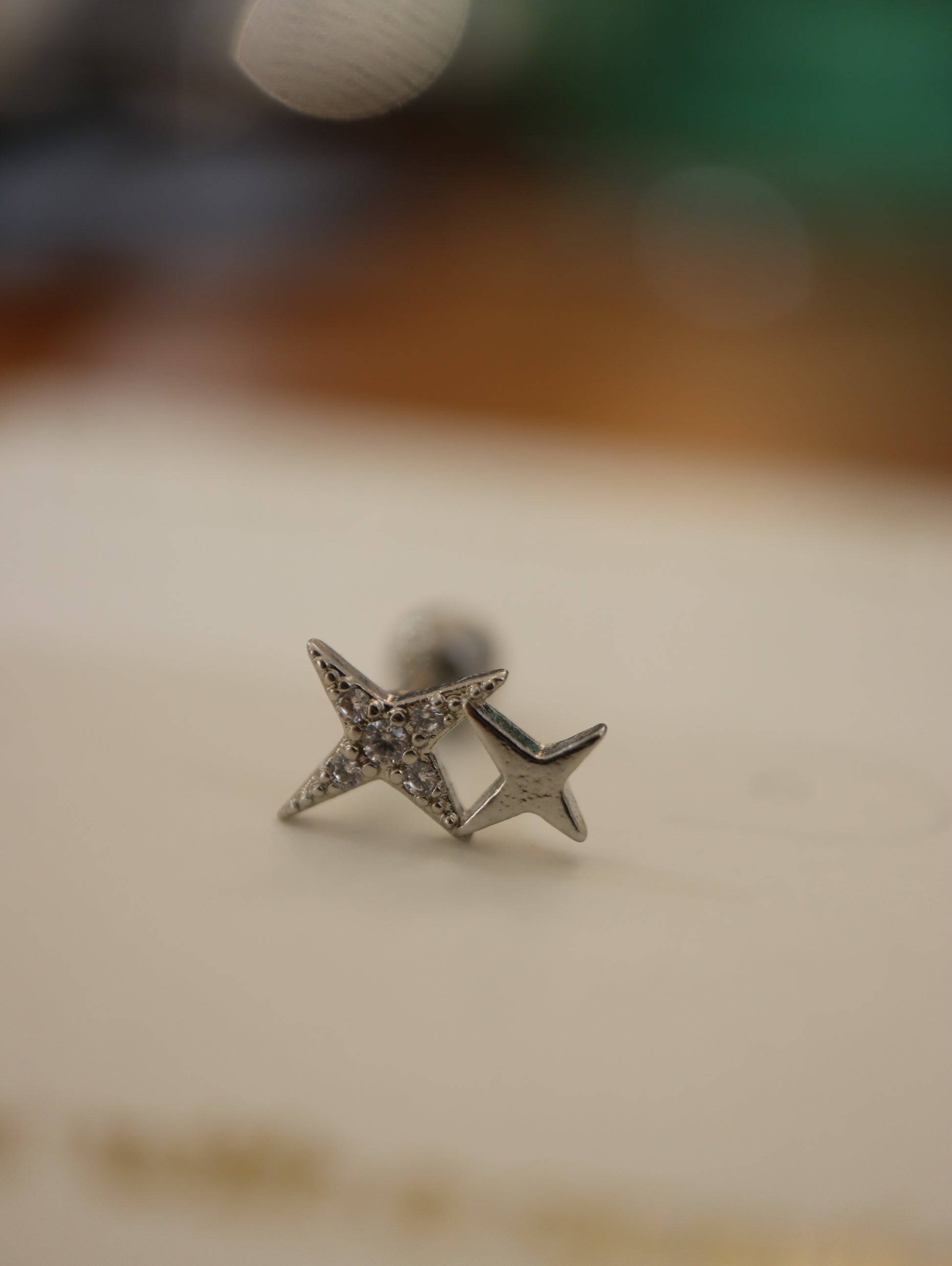 Double sparkle surgical steel earring (1pc)