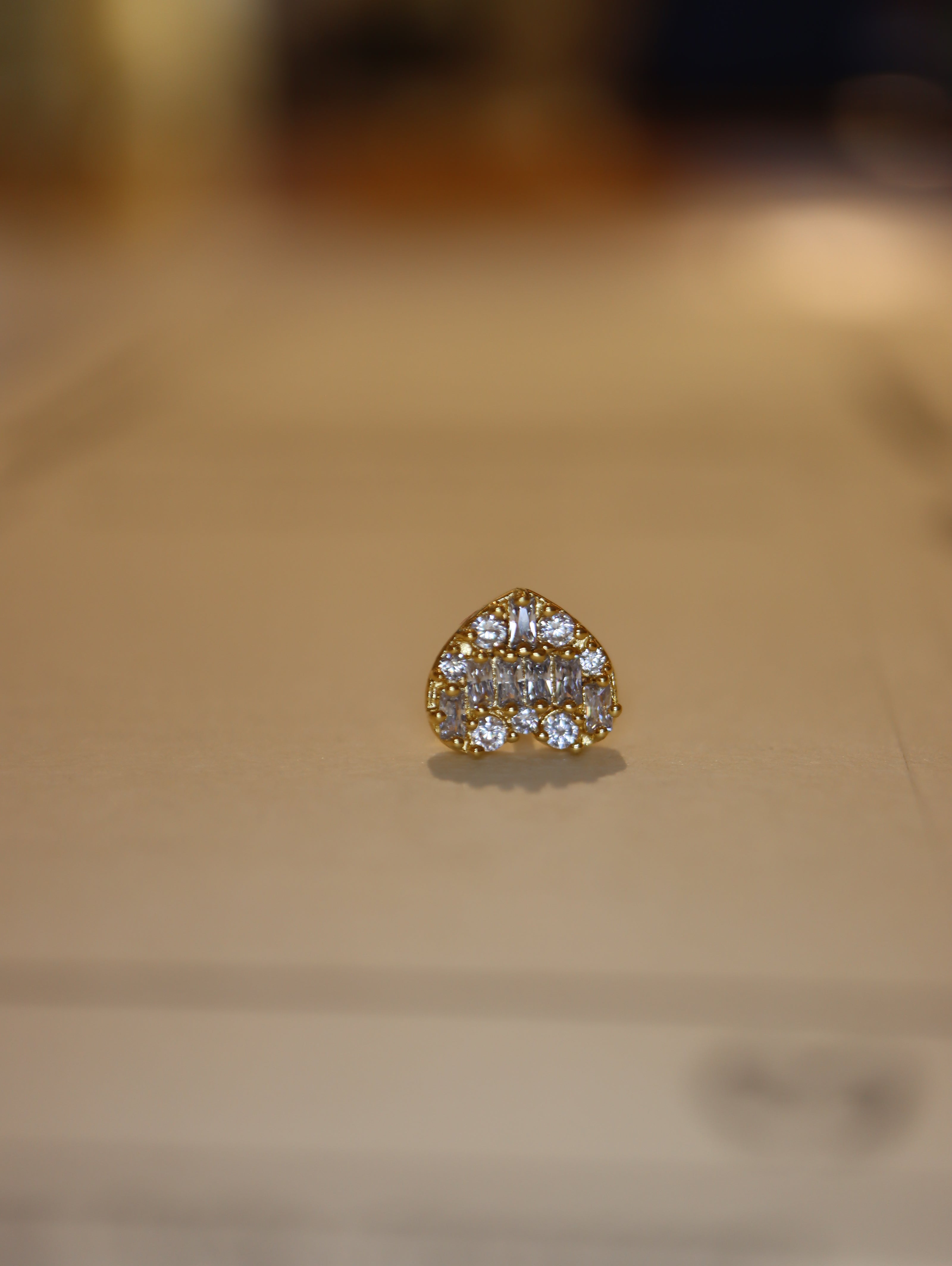 CZ Heart Cluster Stud 925 Silver Piercing (1pc)