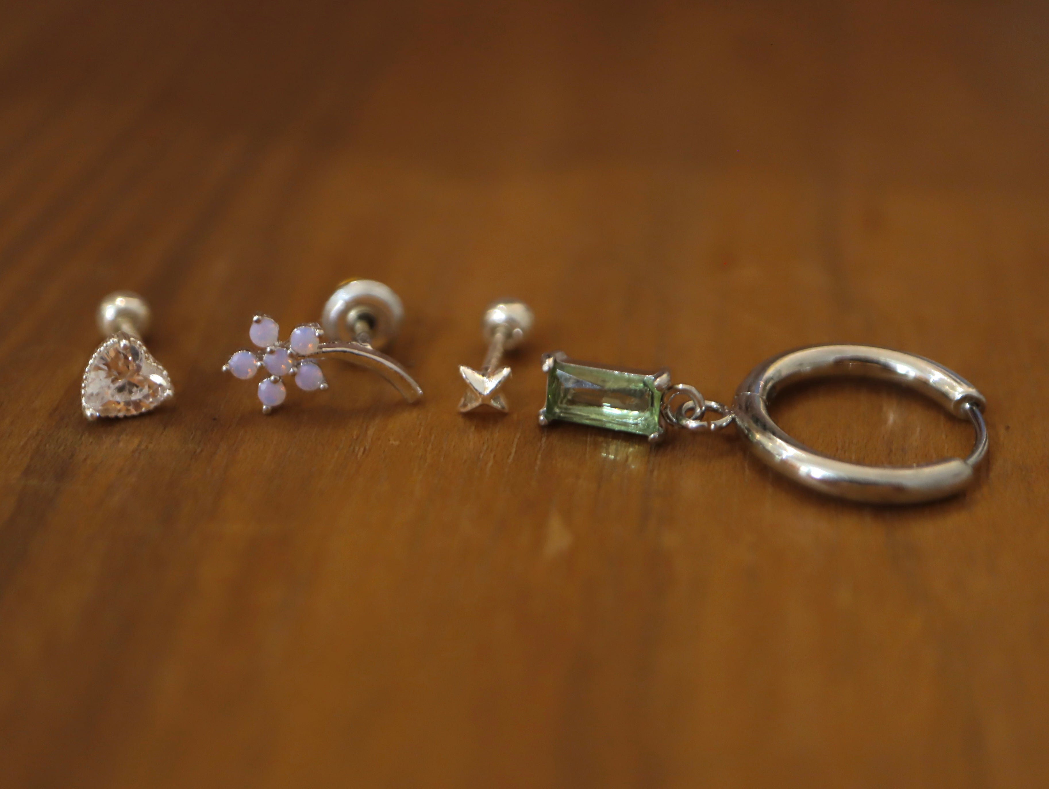 Petal climber brass earrings