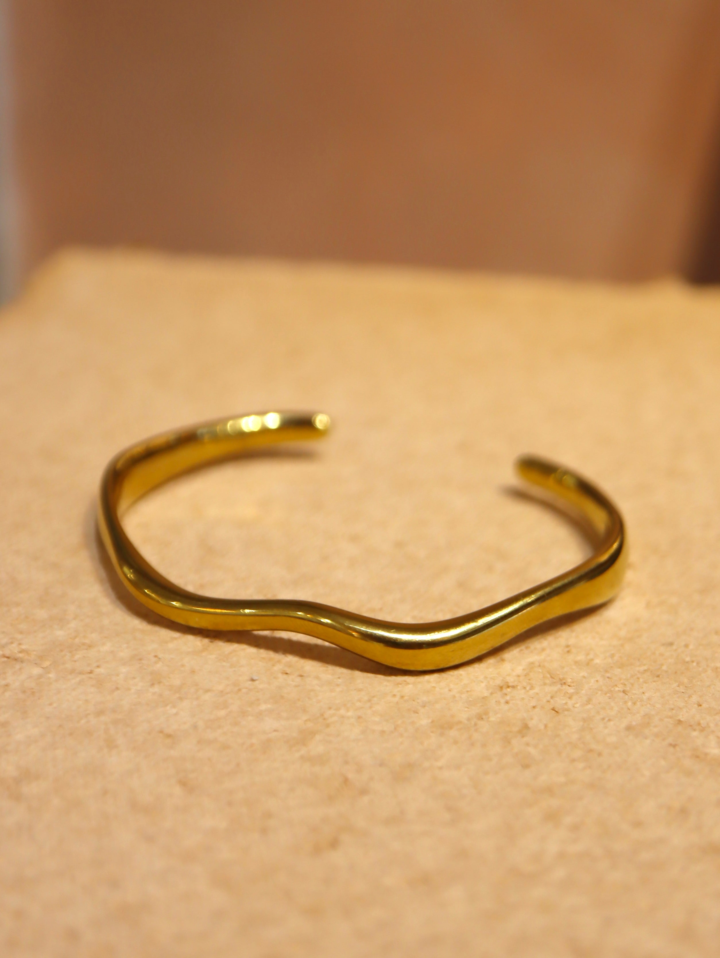 Wave Stainless Steel Open Bangle Cuff