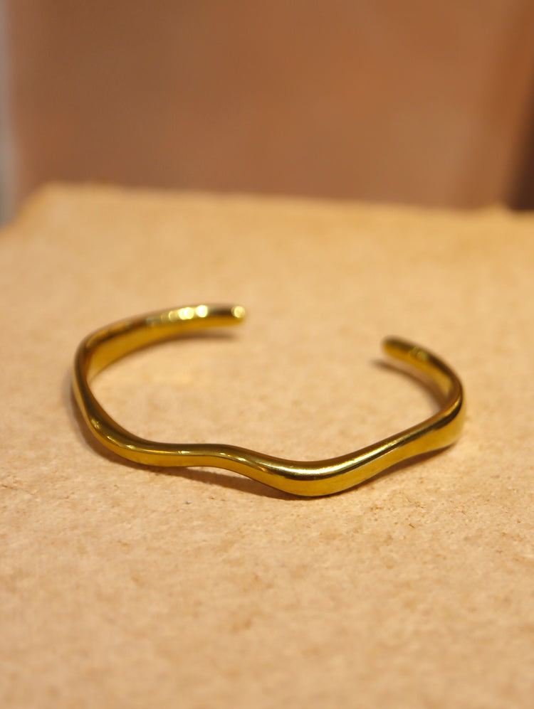 Wave Stainless Steel Open Bangle Cuff