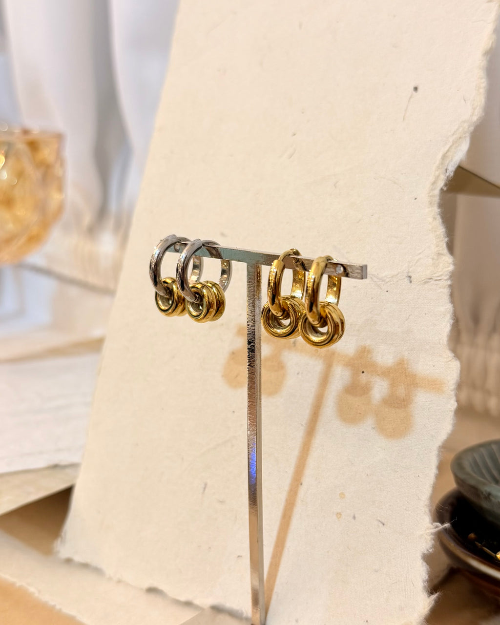 Interlock stainless steel earrings