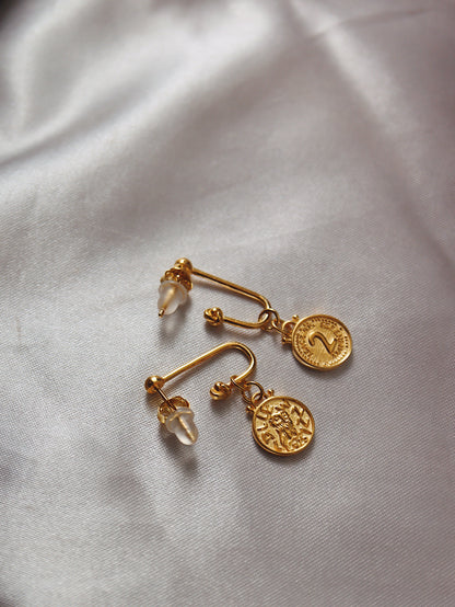 Drop coin silver925 earrings