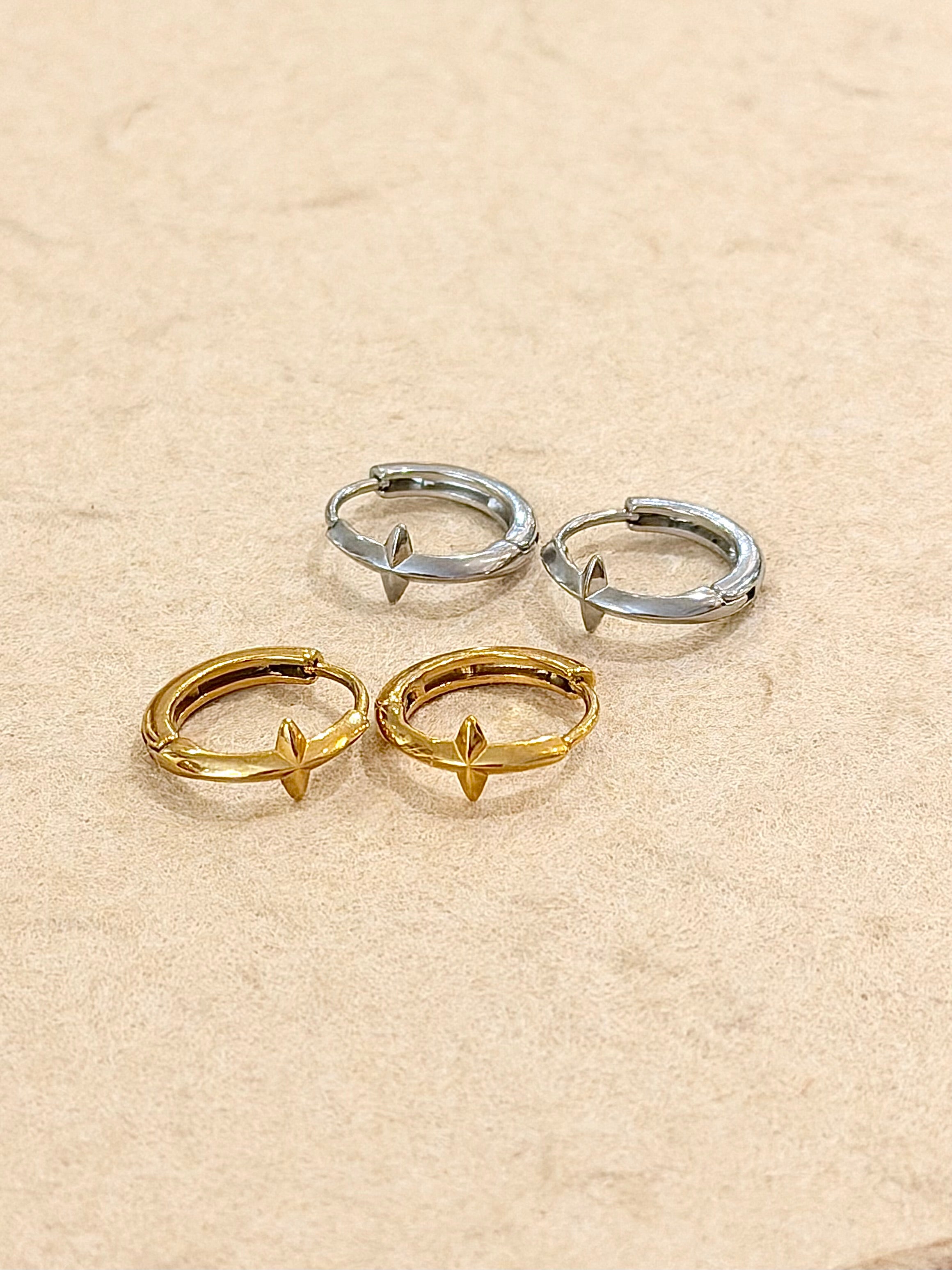 Cross hinged stainless steel earrings