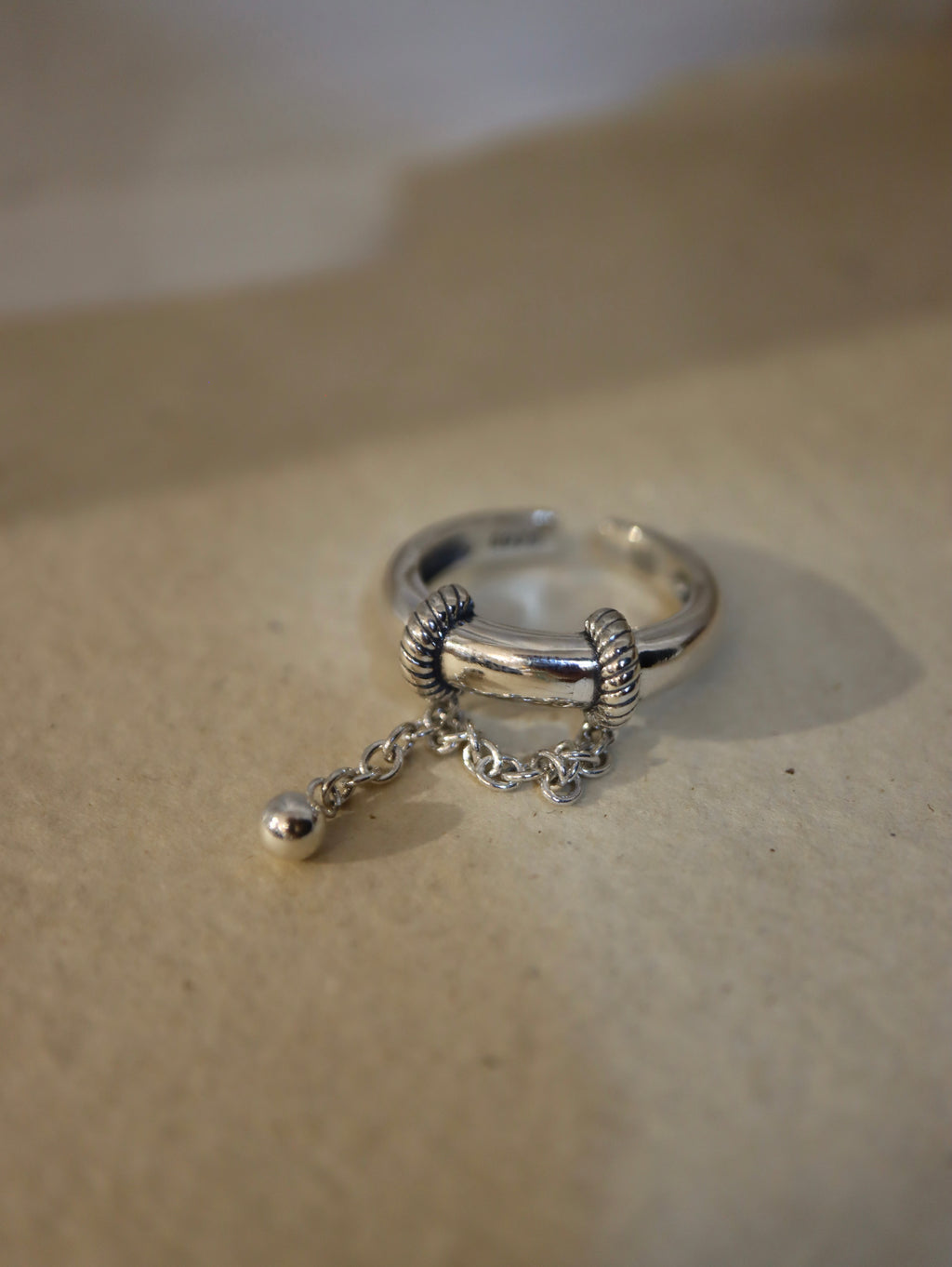 925 silver drop chain open size ring