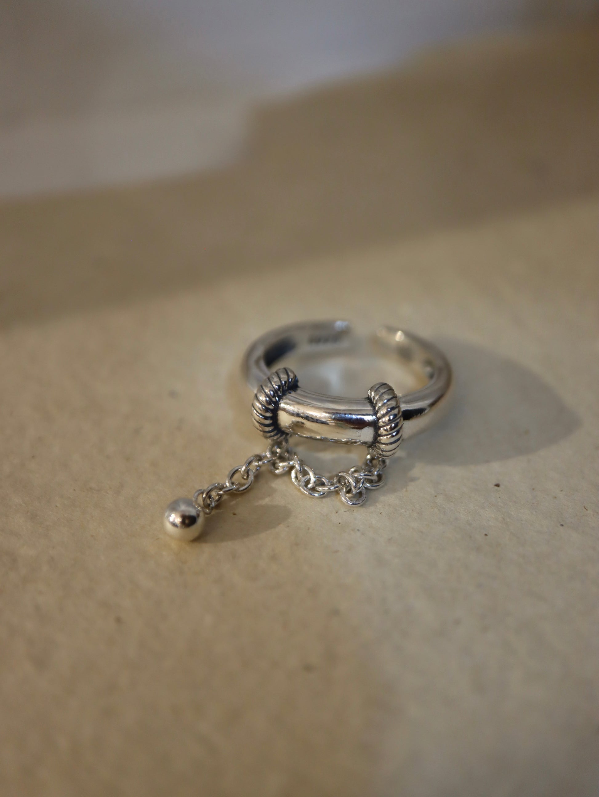 925 silver drop chain open size ring