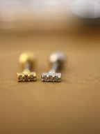 Mini cz line surgical steel piercing stud