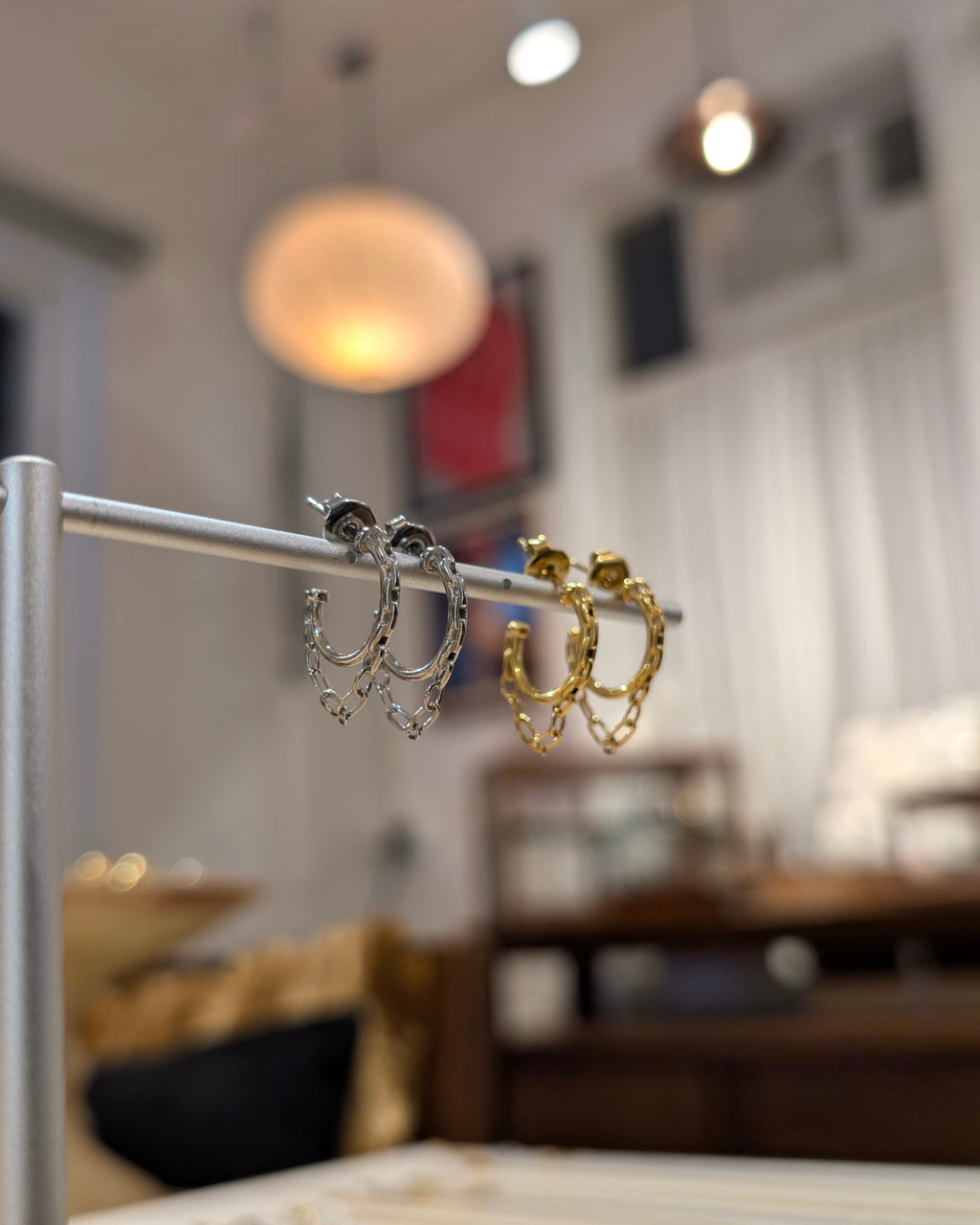 Stainlesss steel chain link earrings