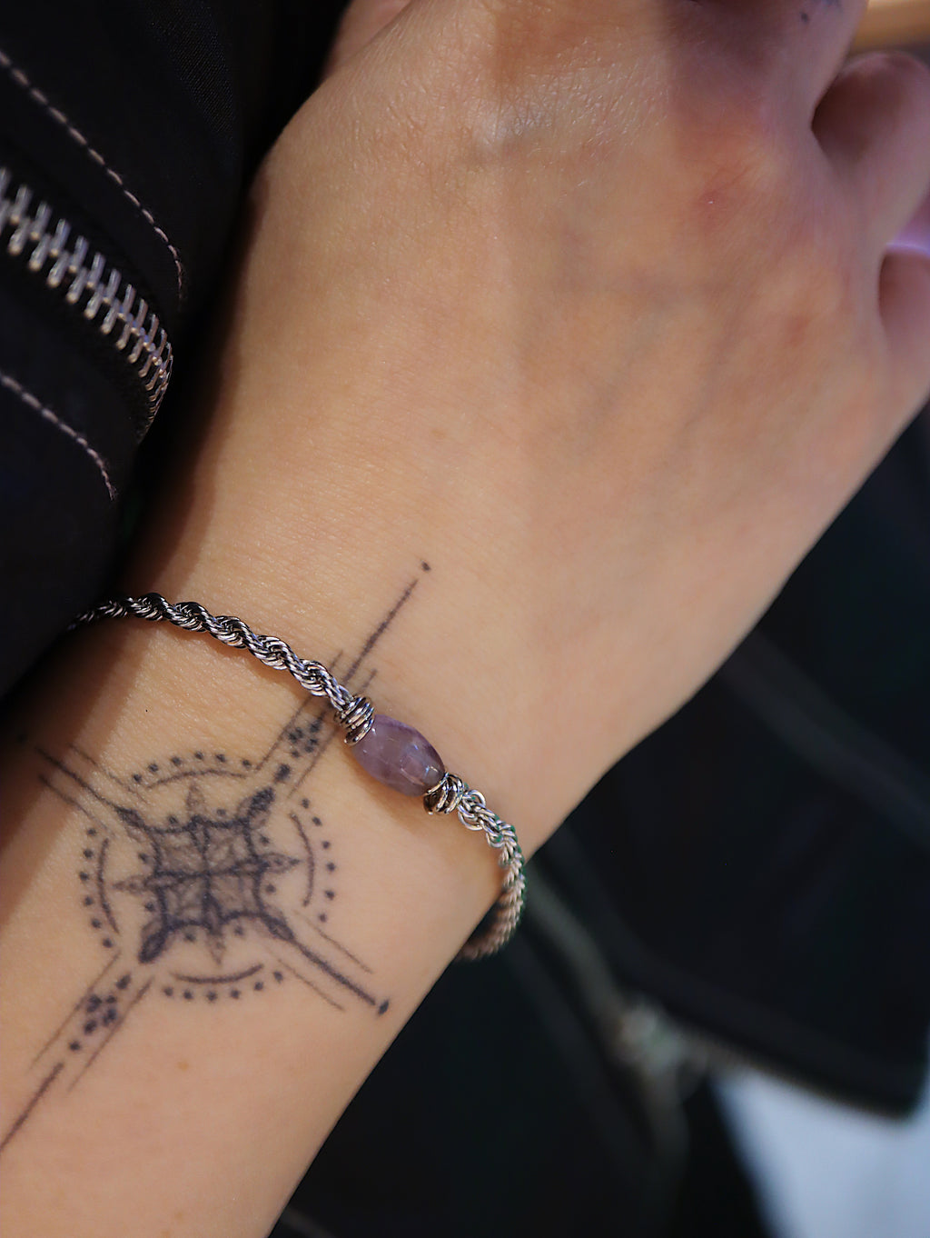 Amethyst Rope Chain Stainless Steel Bracelet