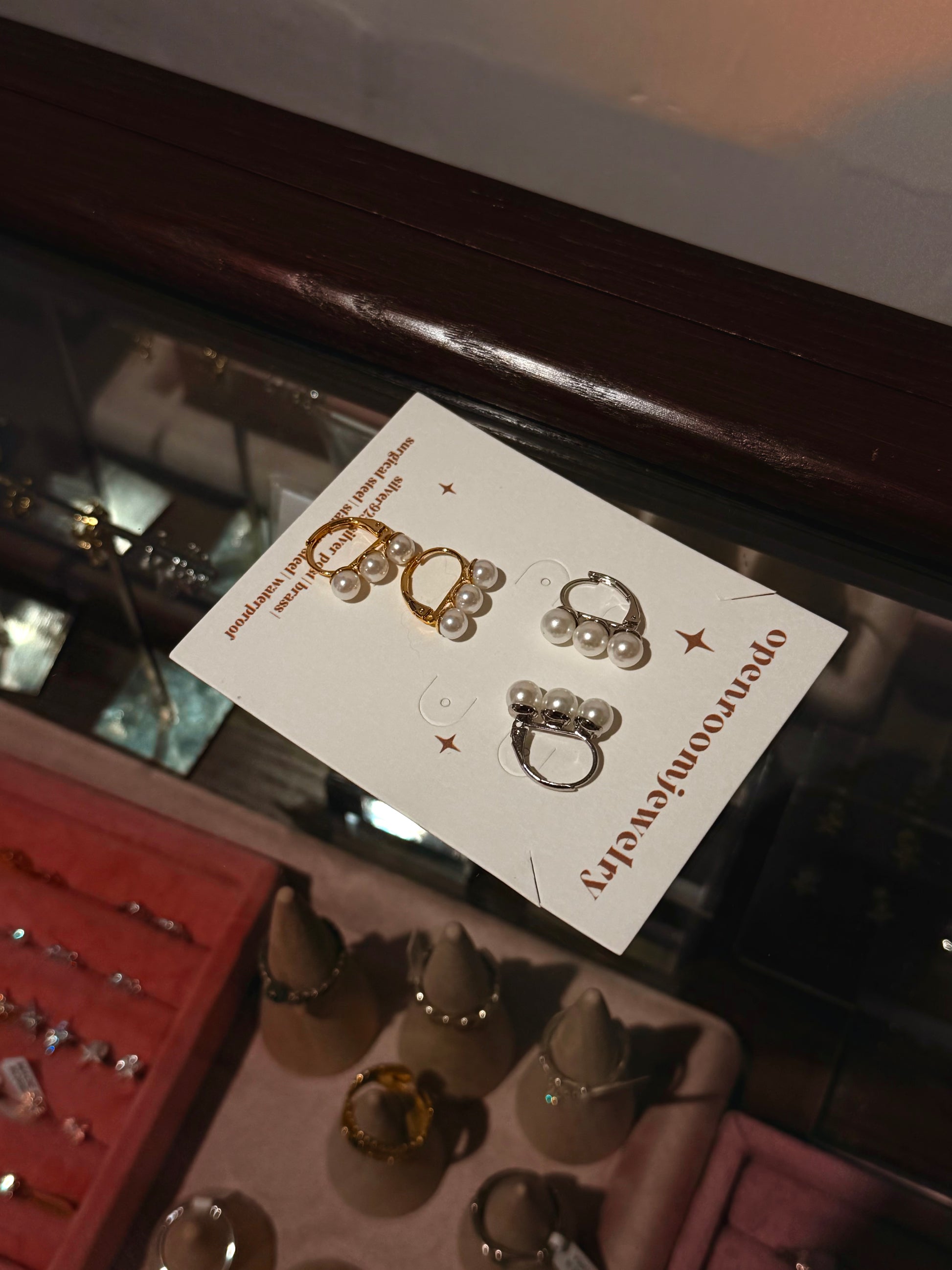 Triple faux pearl earrings