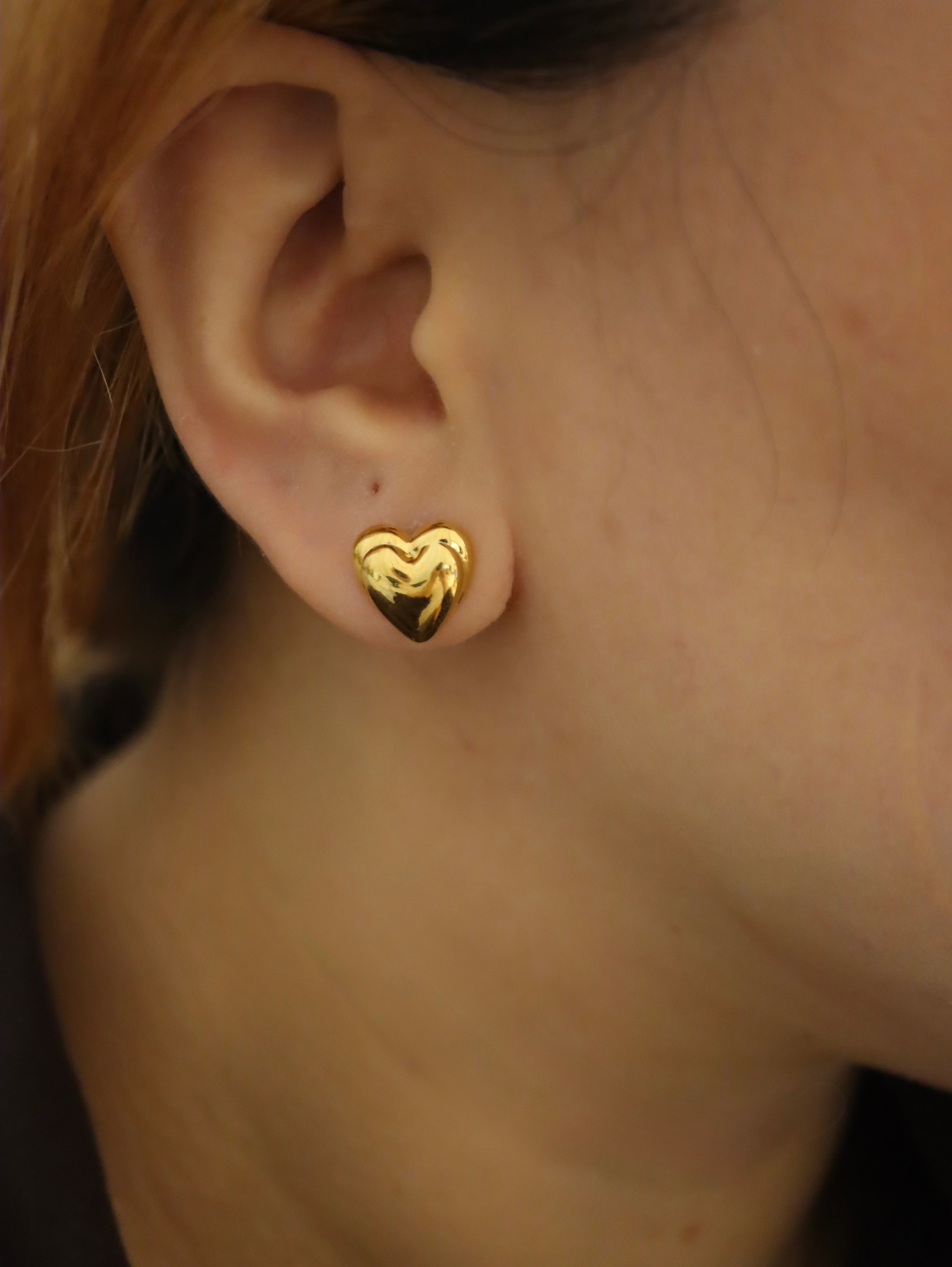 Heart brass earrings