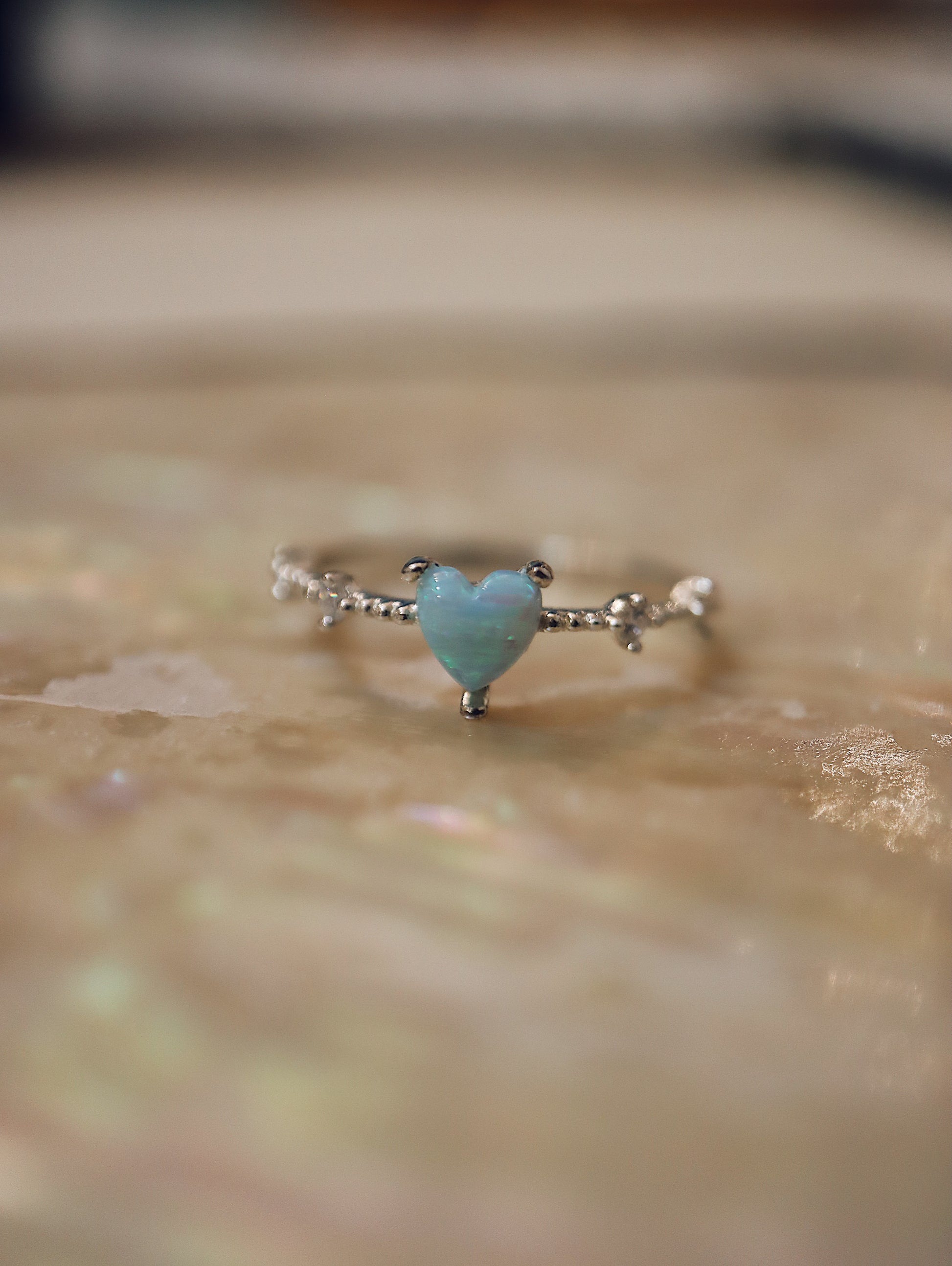 Heart Opal 925 silver ring