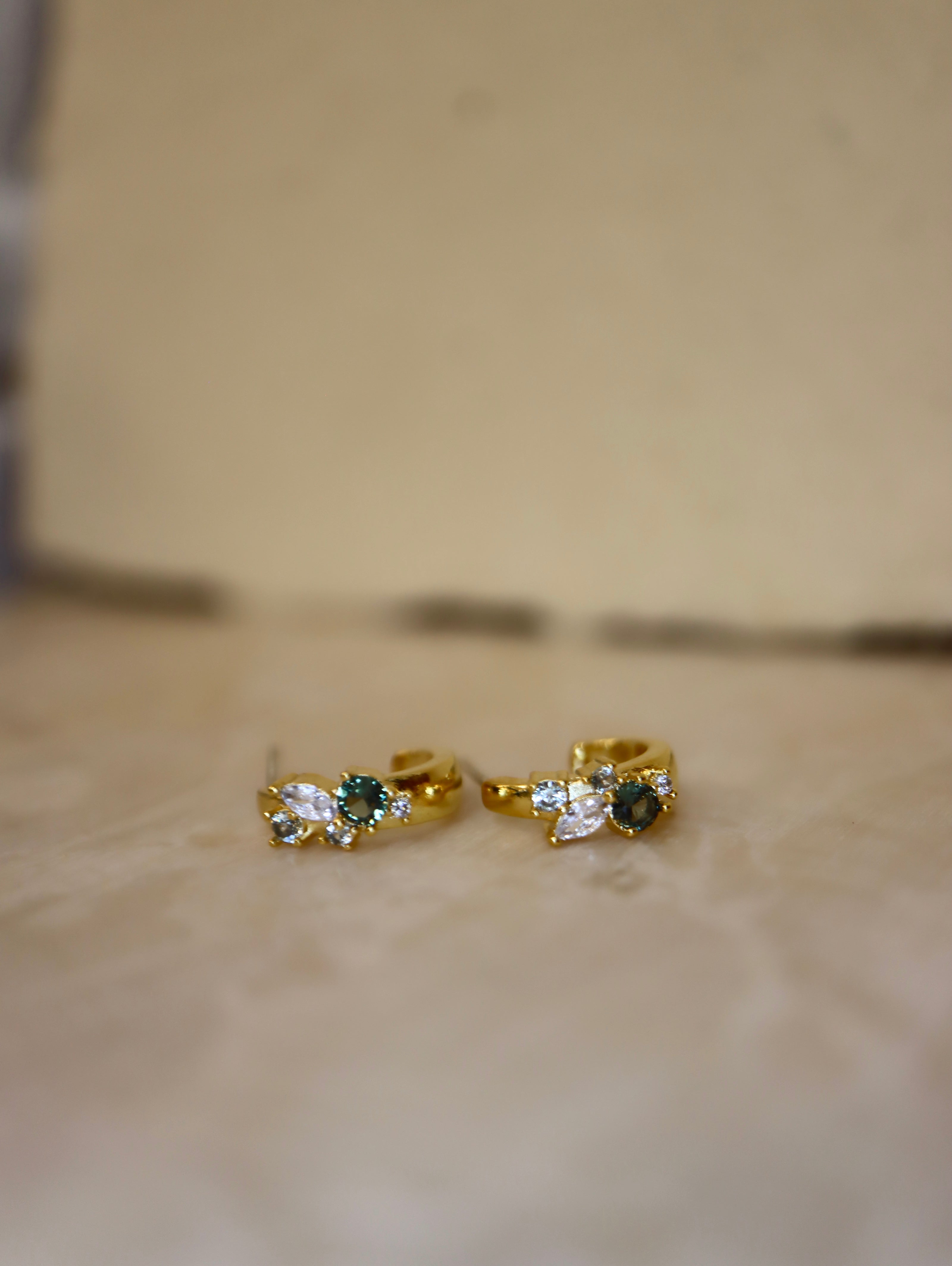 Cz hoop brass earrings