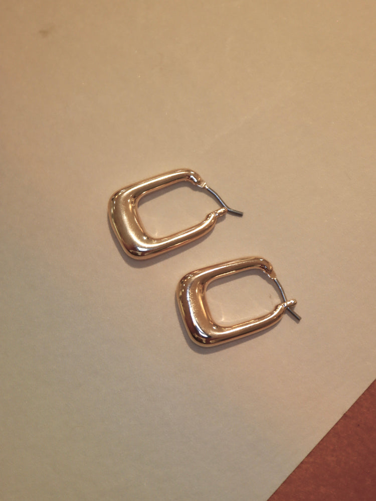 Bold Rectangular Rose Gold Earrings