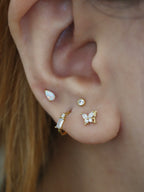 Opal drop 925 silver flat back piercing (1pc)