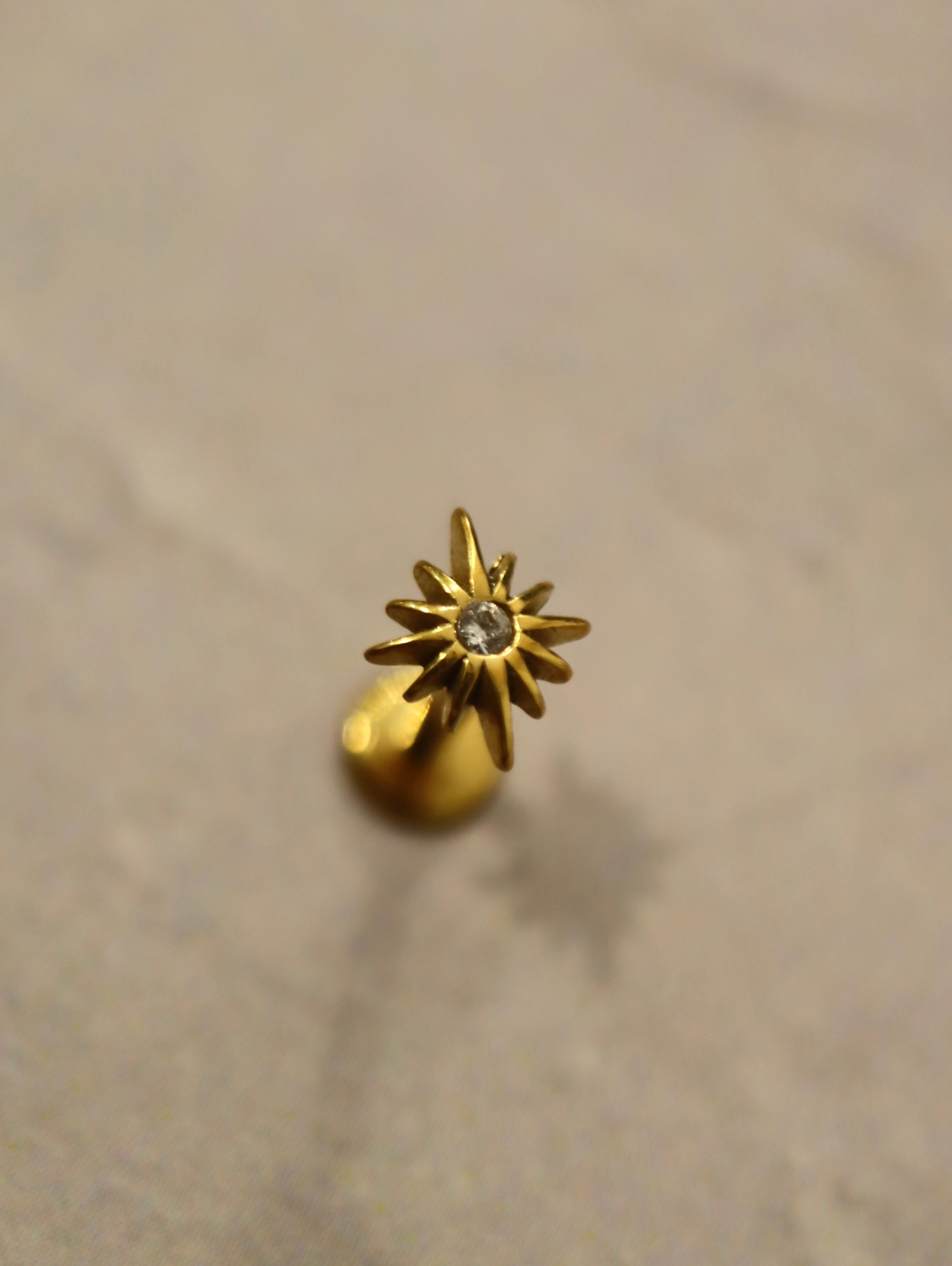 Push-pin Starburst stainless steel flat back earrings