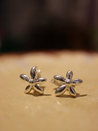 Petal flowers 925 silver hoop earrings