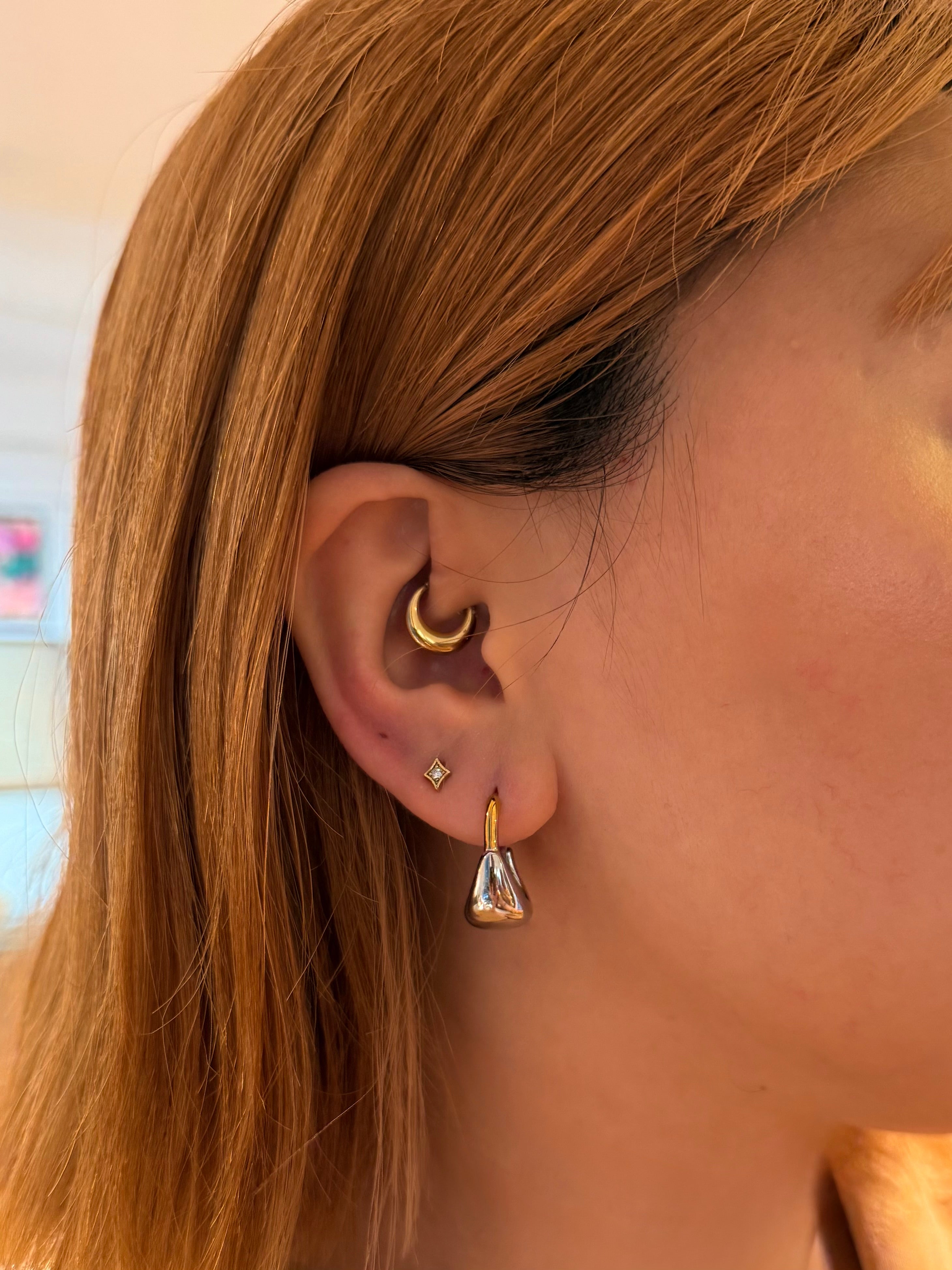 Mix tone stainless steel earrings