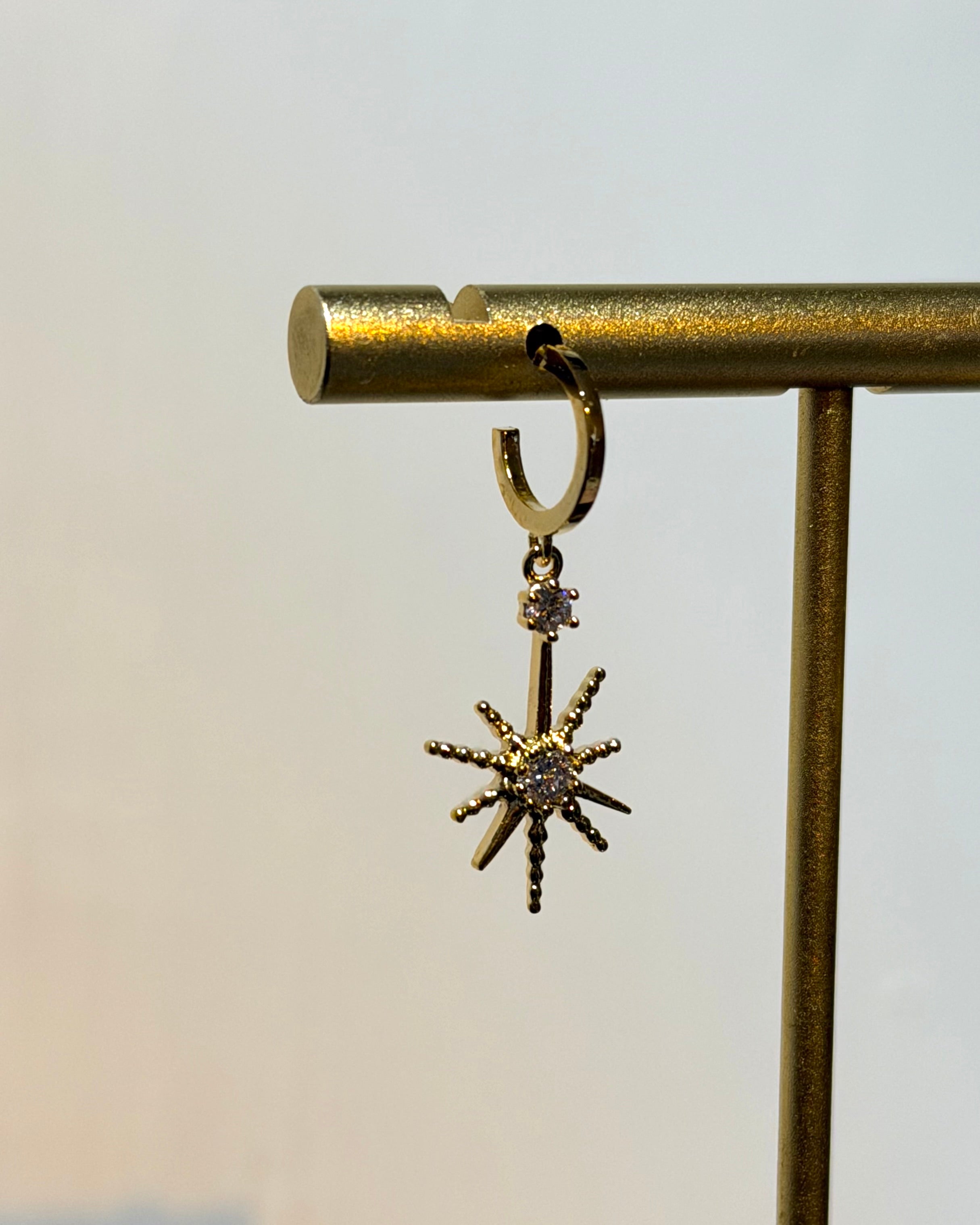 Hoop drop starburst earrings