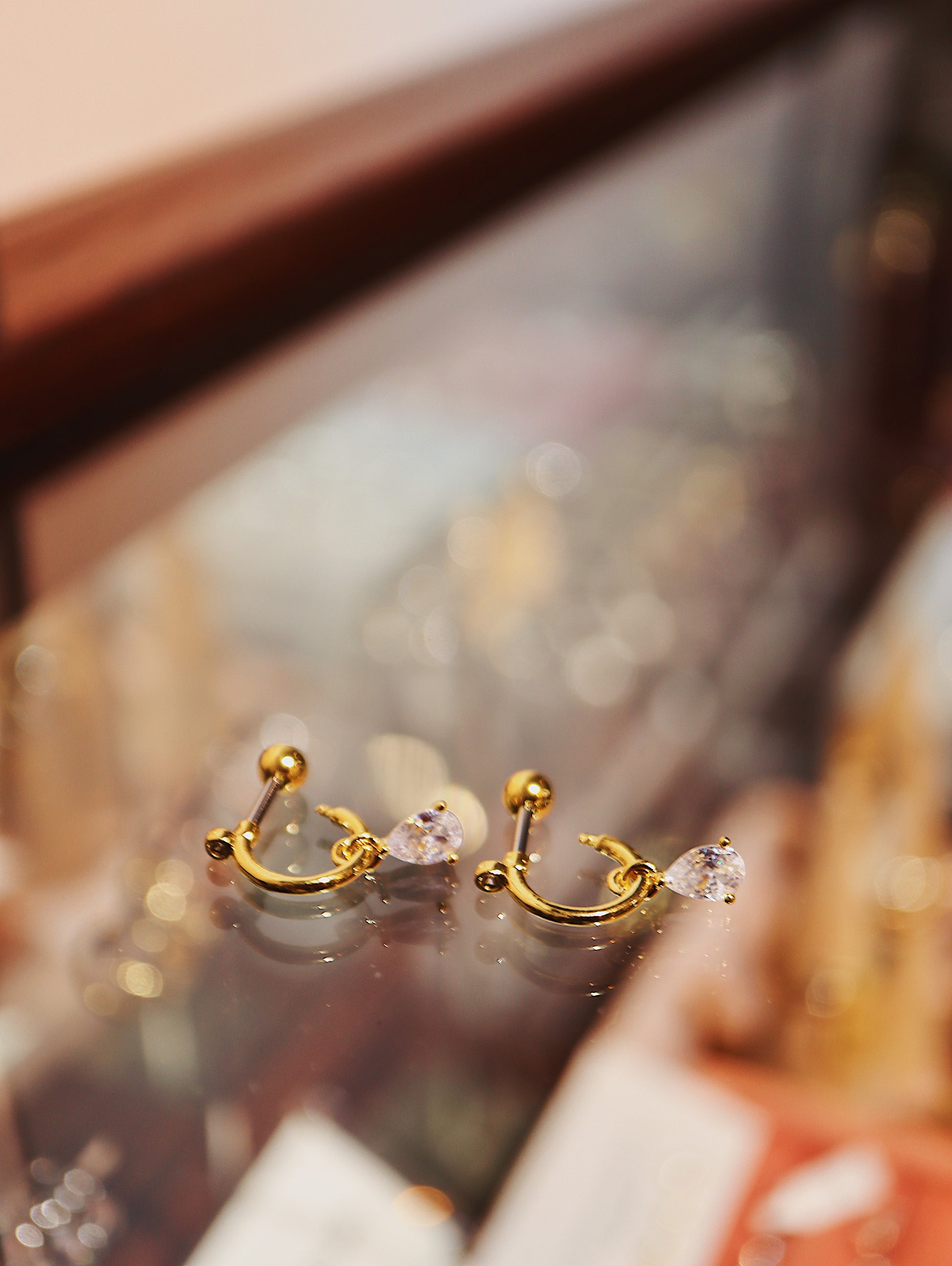 Surgical Steel Teardrop CZ Earrings (4 colours)