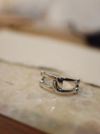 Interlock 925 Silver free size ring
