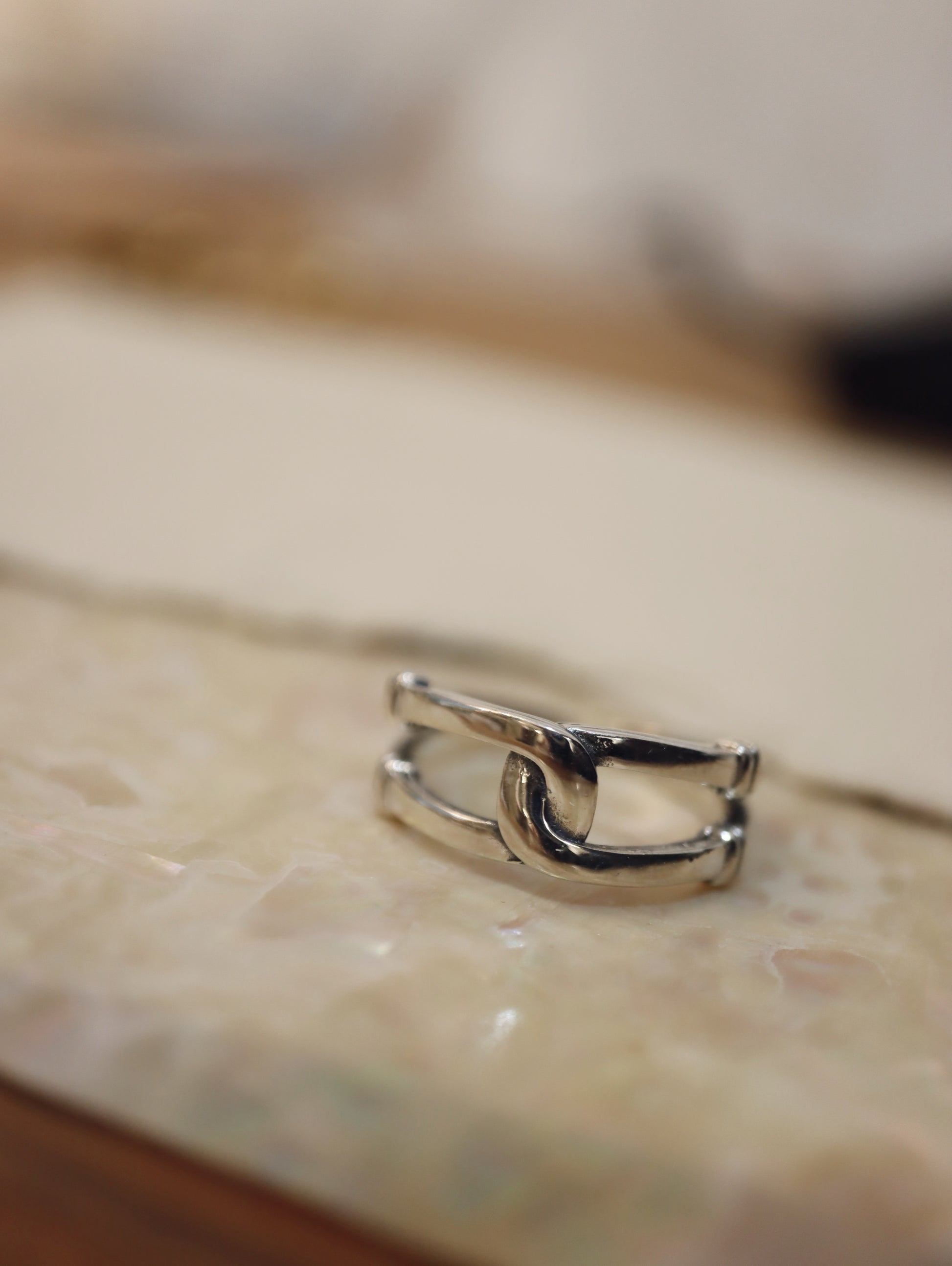 Interlock 925 Silver free size ring