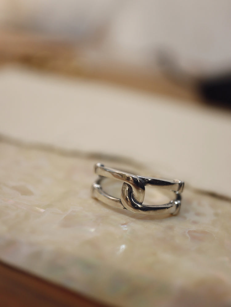 Interlock 925 Silver free size ring