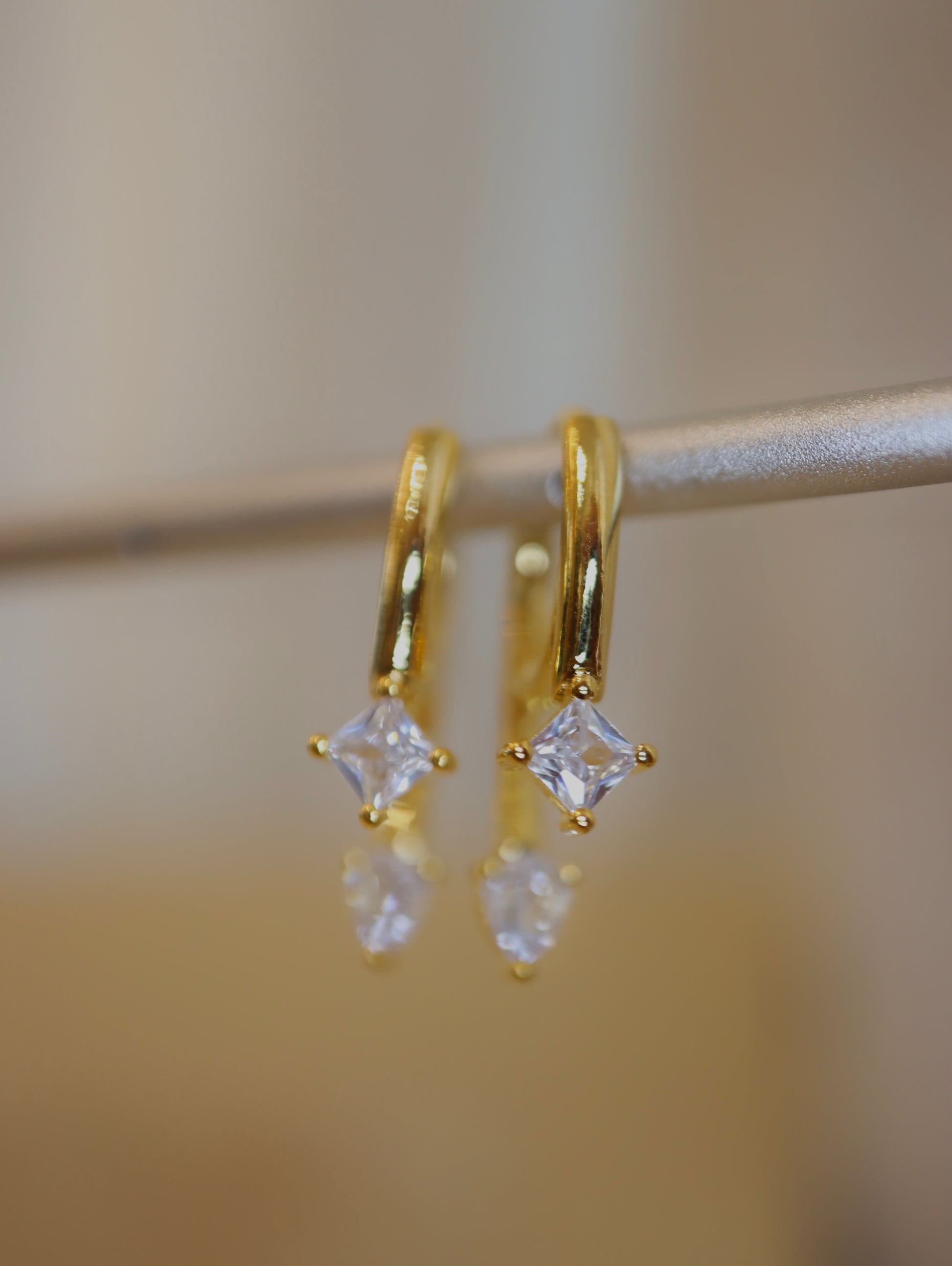 Front & back drop cz earrings