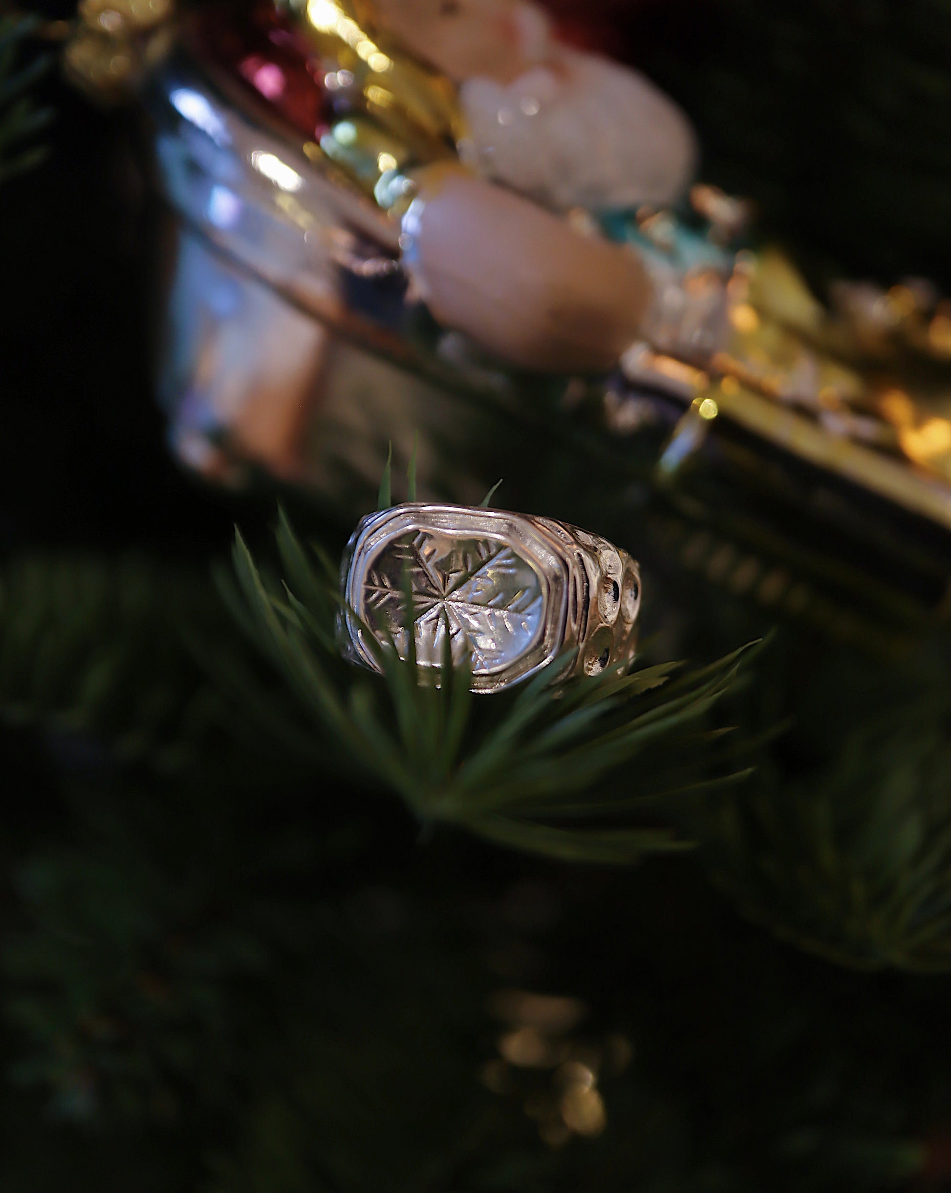 Snowflake 925 silver open size ring