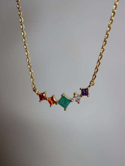 Rainbow cz row necklace