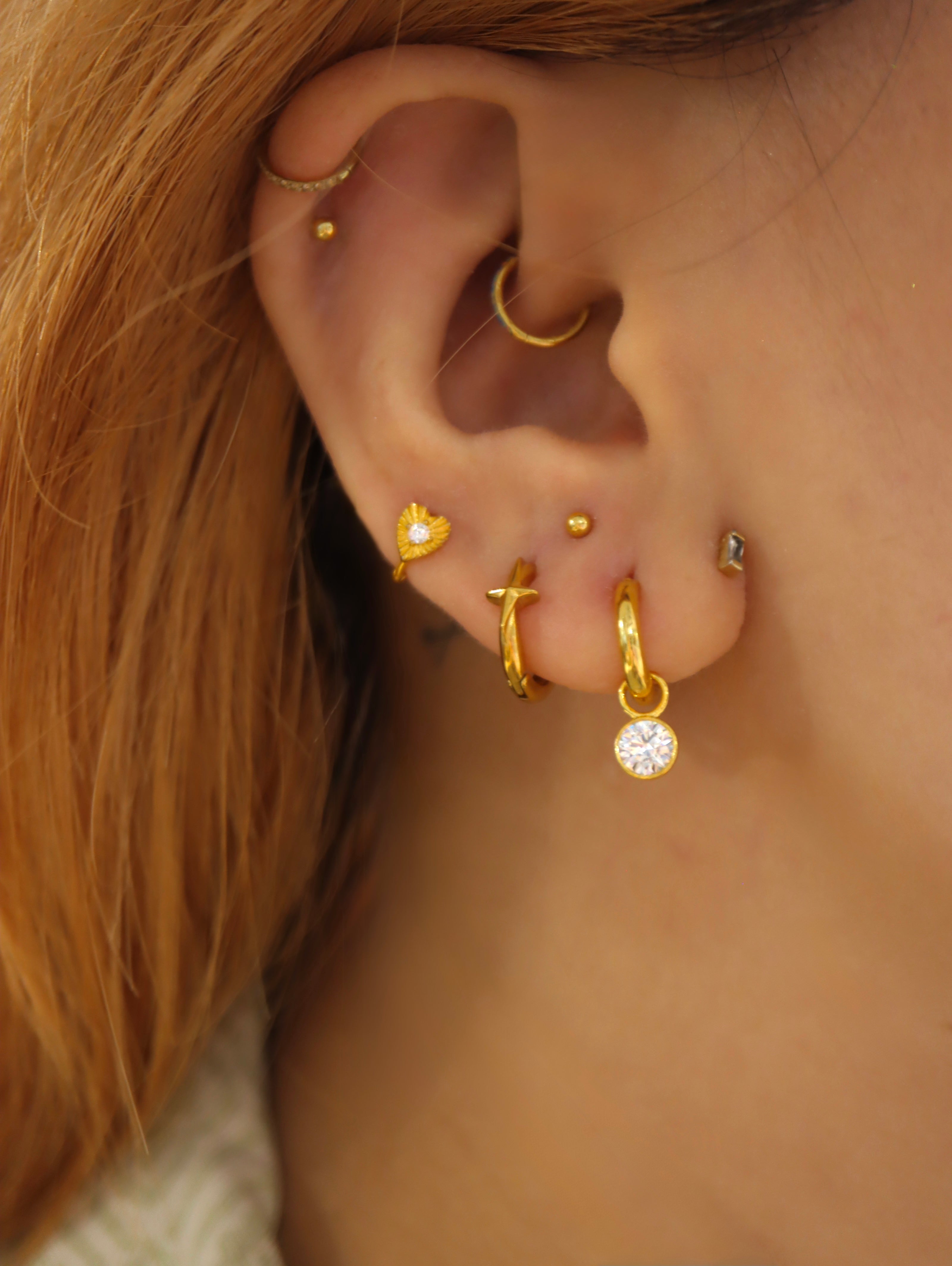 Cross-Star Hoop Stainless Steel Earrings