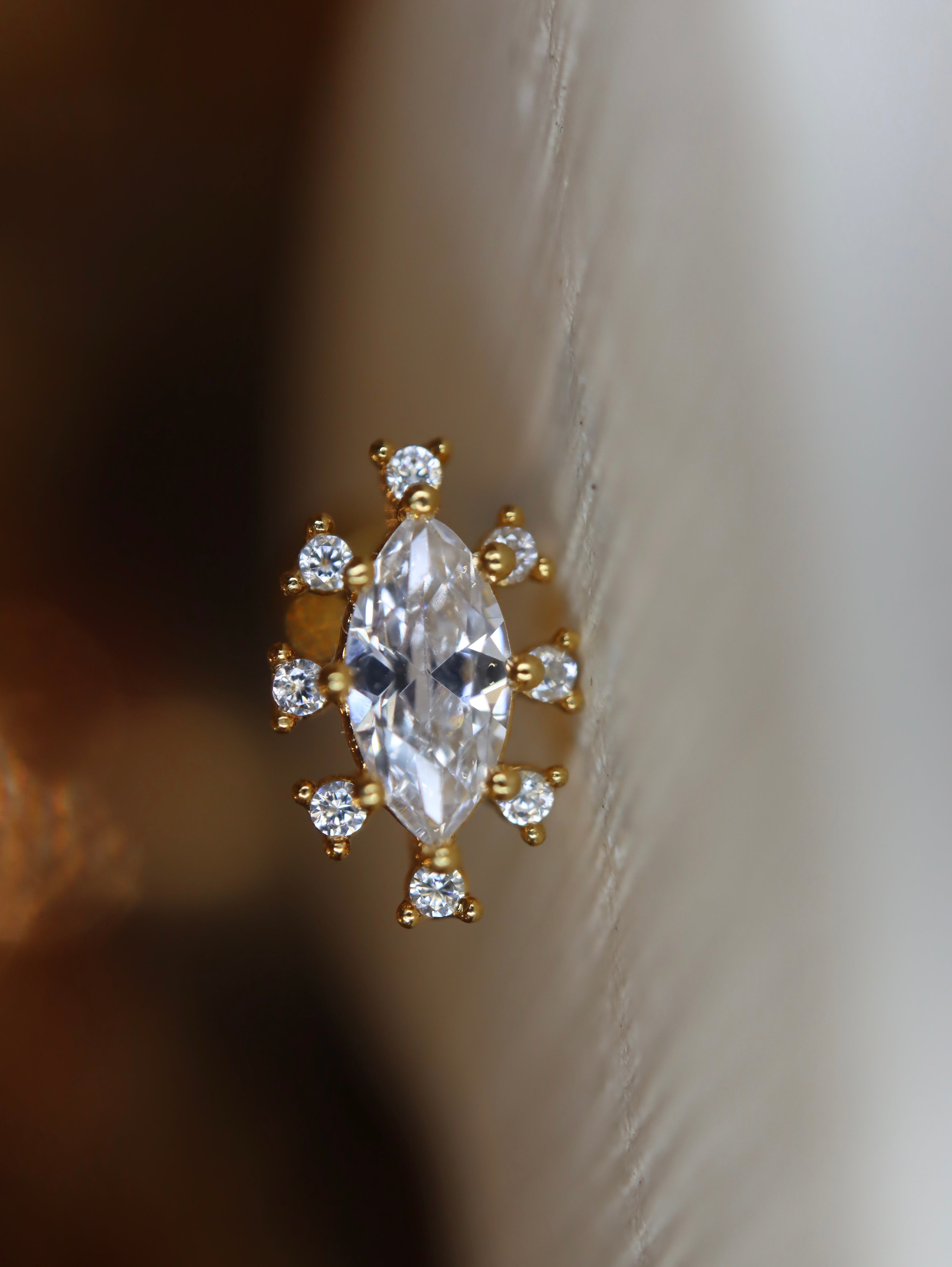 Marquise Halo Stud Surgical Steel Piercing (1pc)