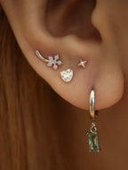 Petal climber brass earrings