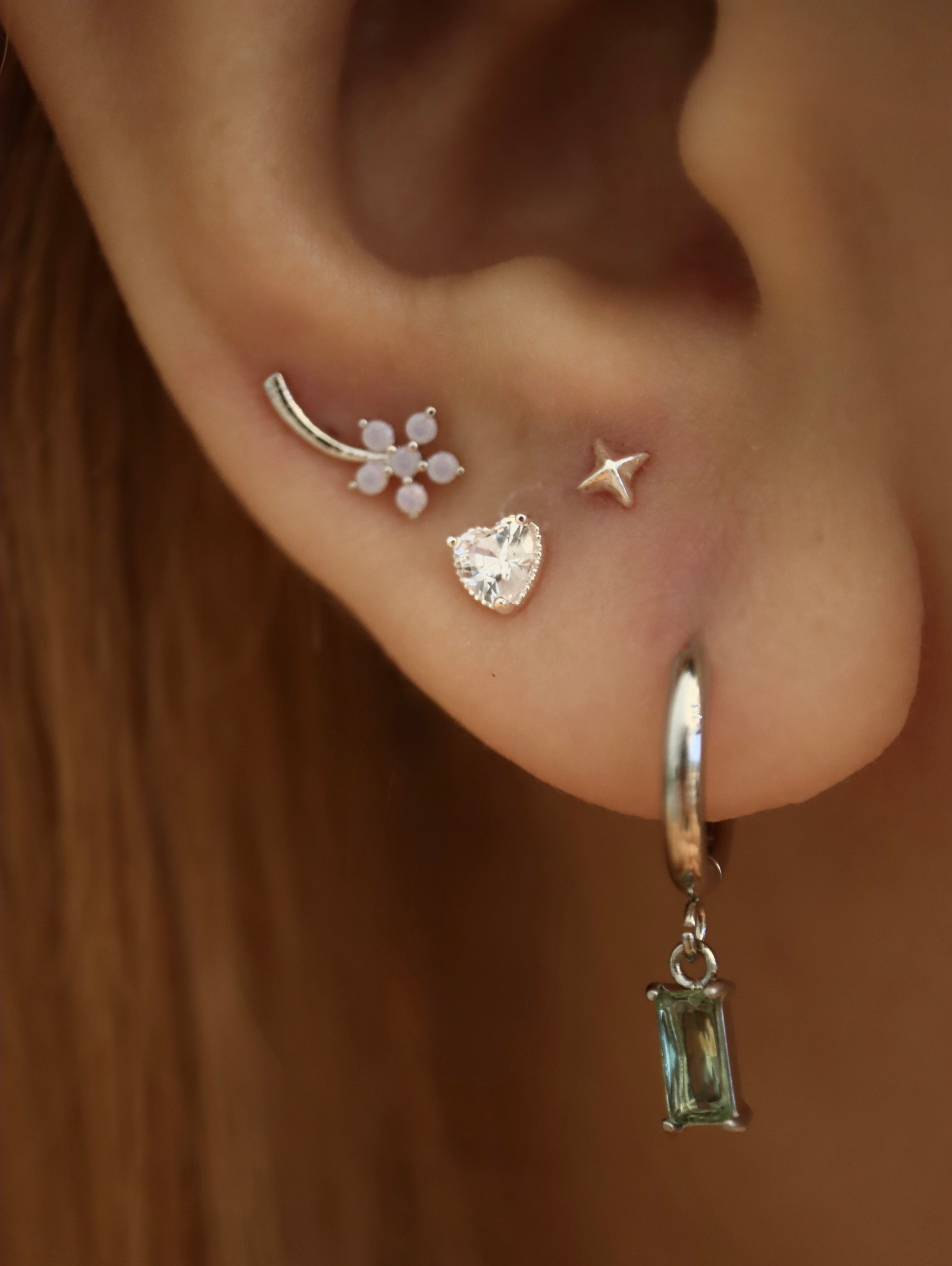 Petal climber brass earrings
