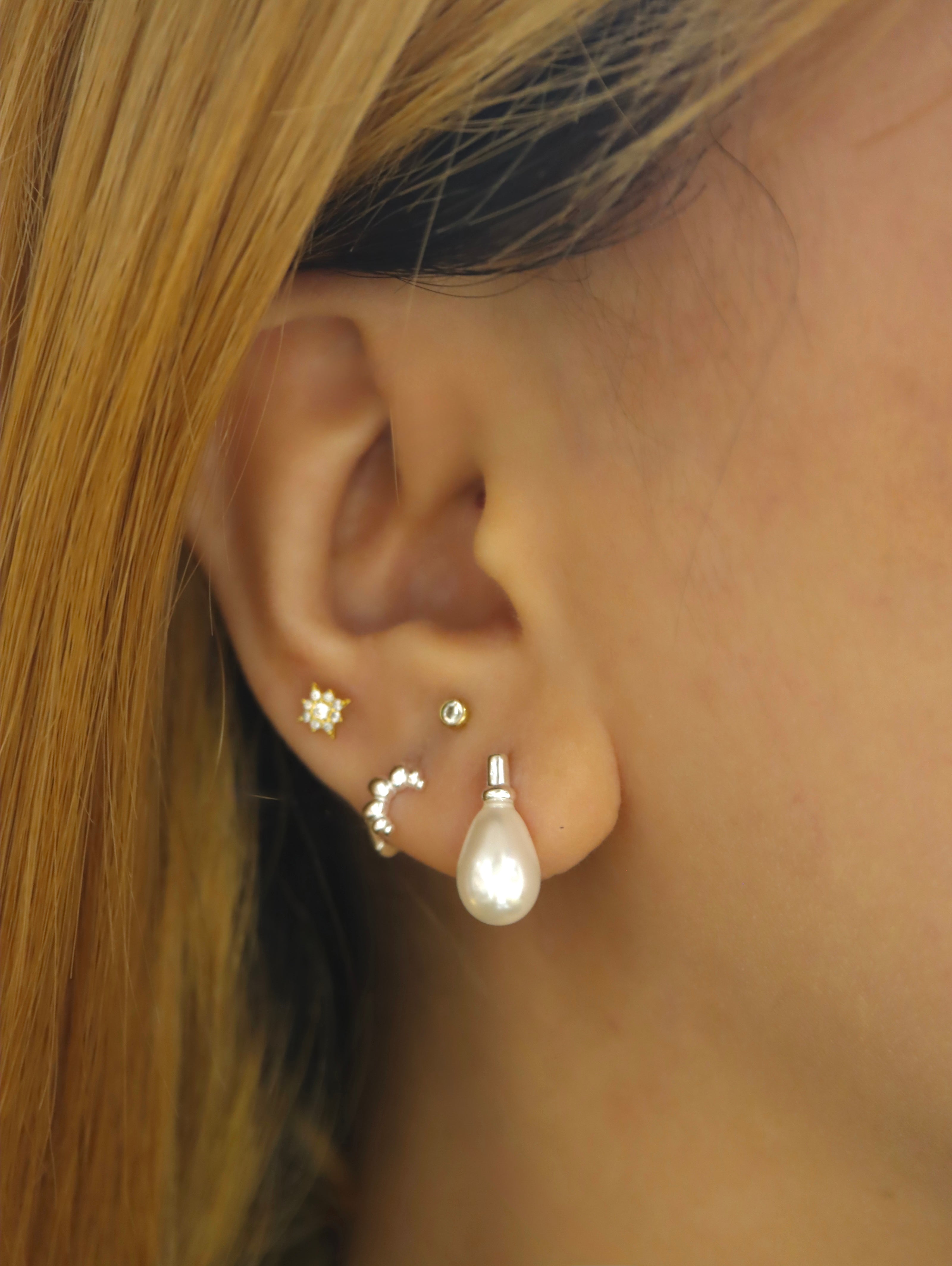 Estate Pearl Studs 925 Silver Earrings