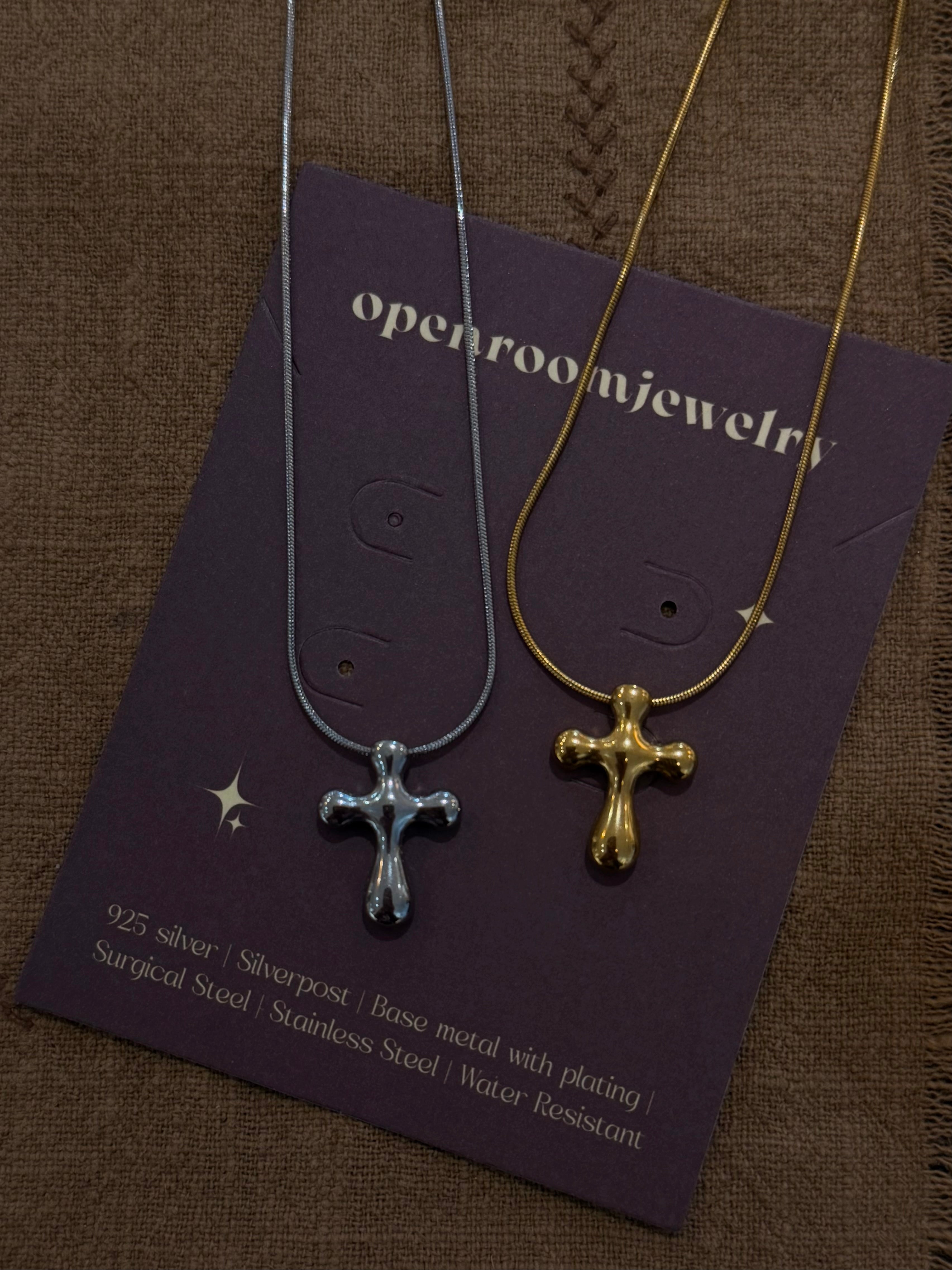Mercury cross stainless steel necklace