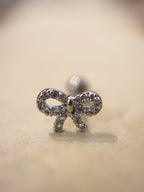Ribbon cz stud piercing earring (1pc)