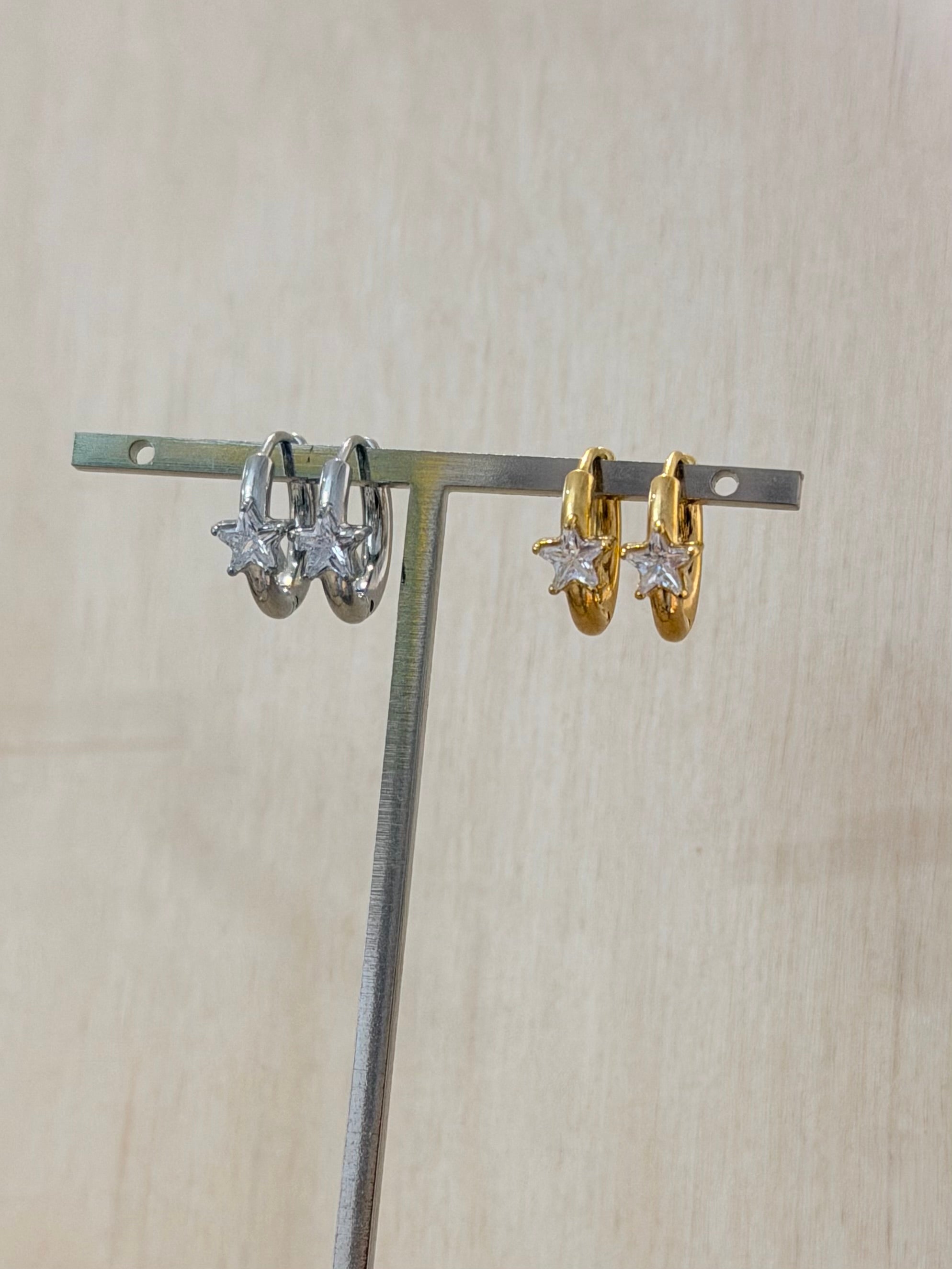 Star hoop stainless steel earrings