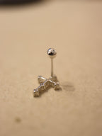 Cross 925 silver stud piercing earrings (1pc)